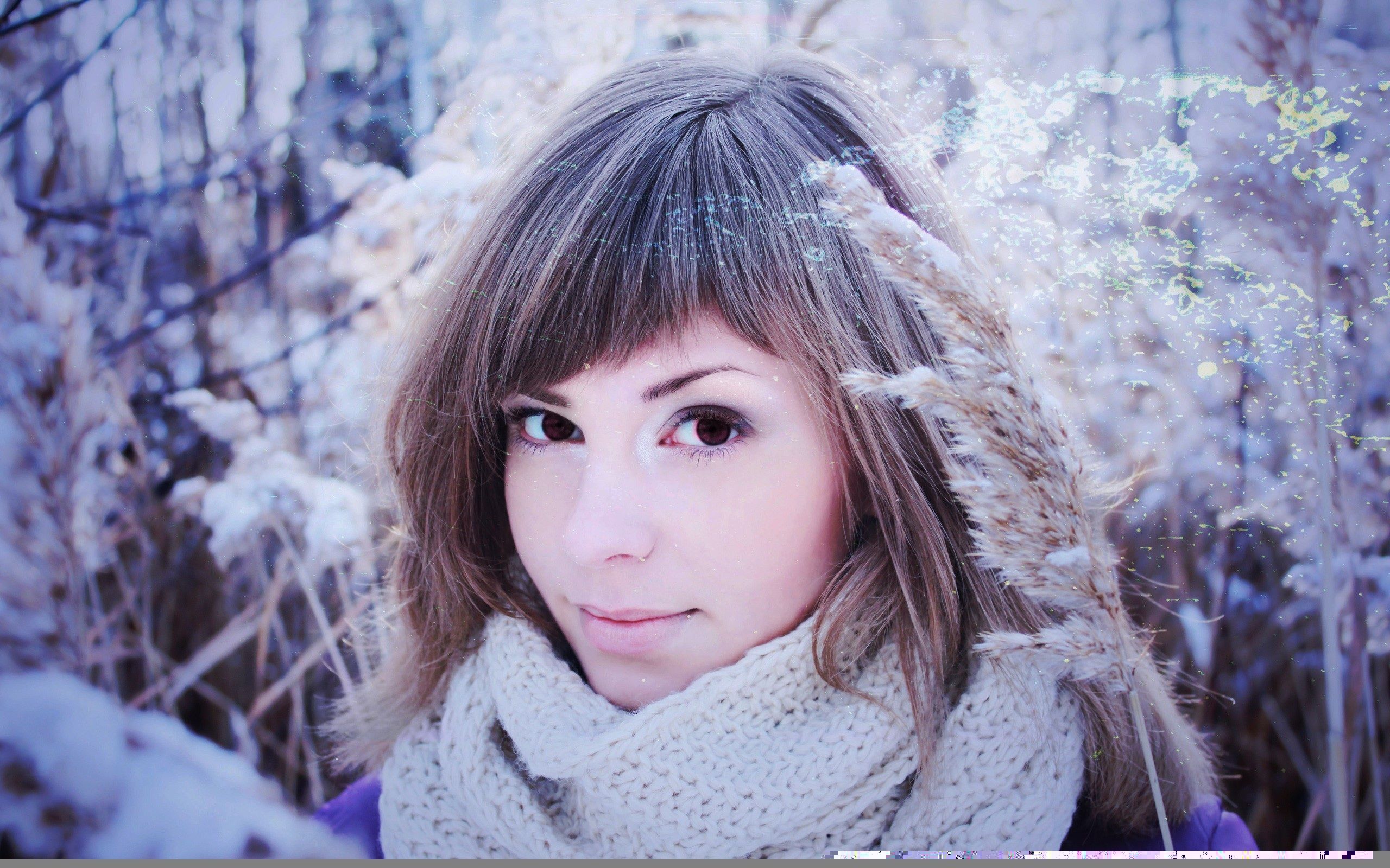 Beautiful Brunette Winter Portrait wallpaper. Beautiful Brunette Winter Portrait