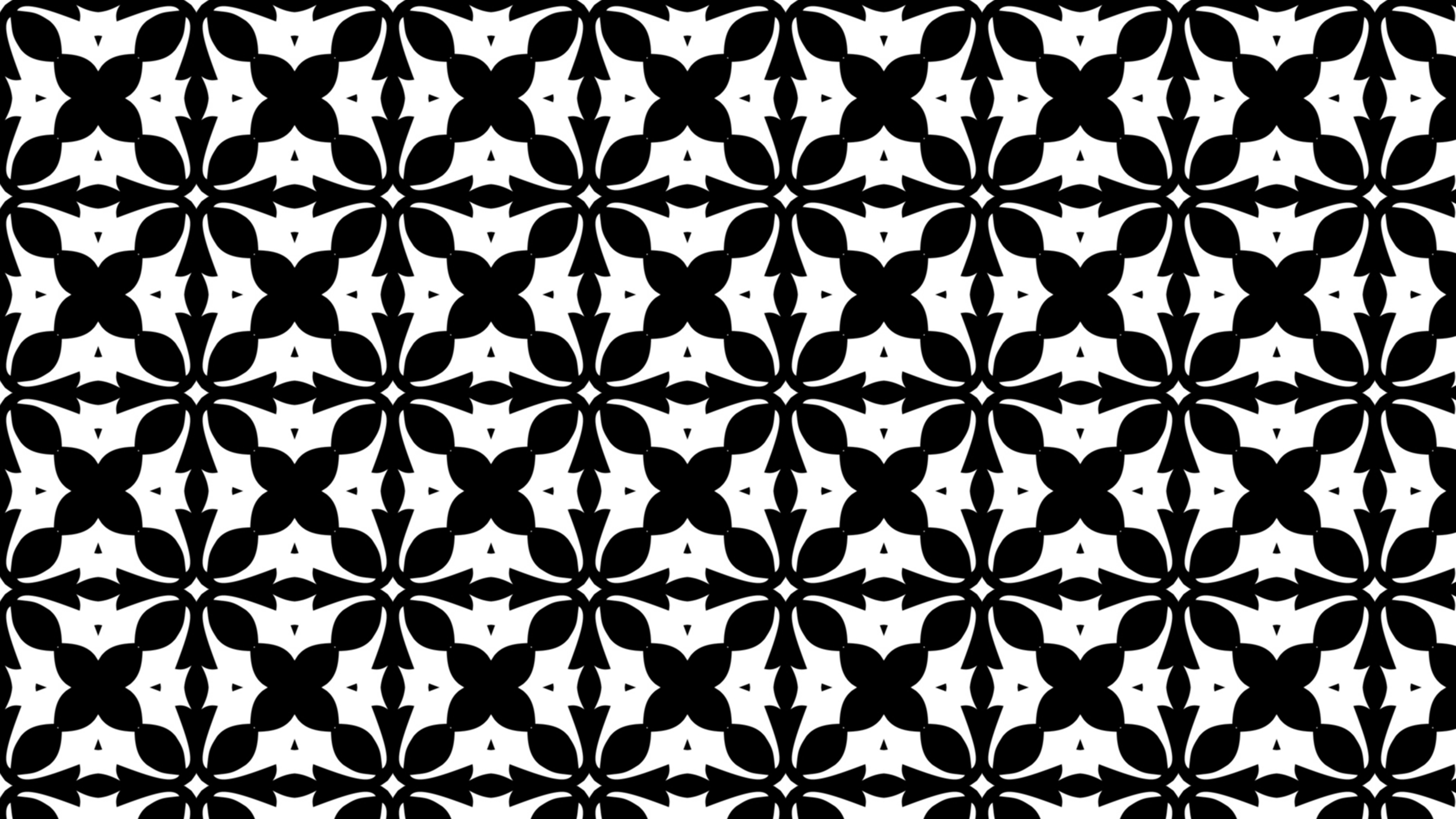 Free Black and White Floral Seamless Geometric Pattern Wallpaper
