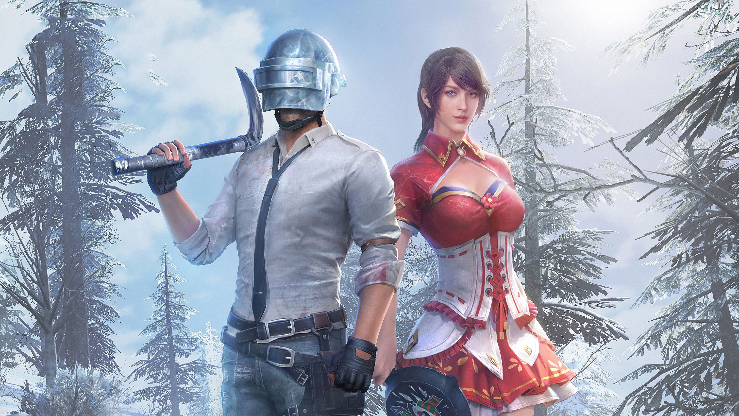 Pubg Helmet Guy With Girl, HD Games, 4k Wallpaper, Image, Background, Photo and Picture