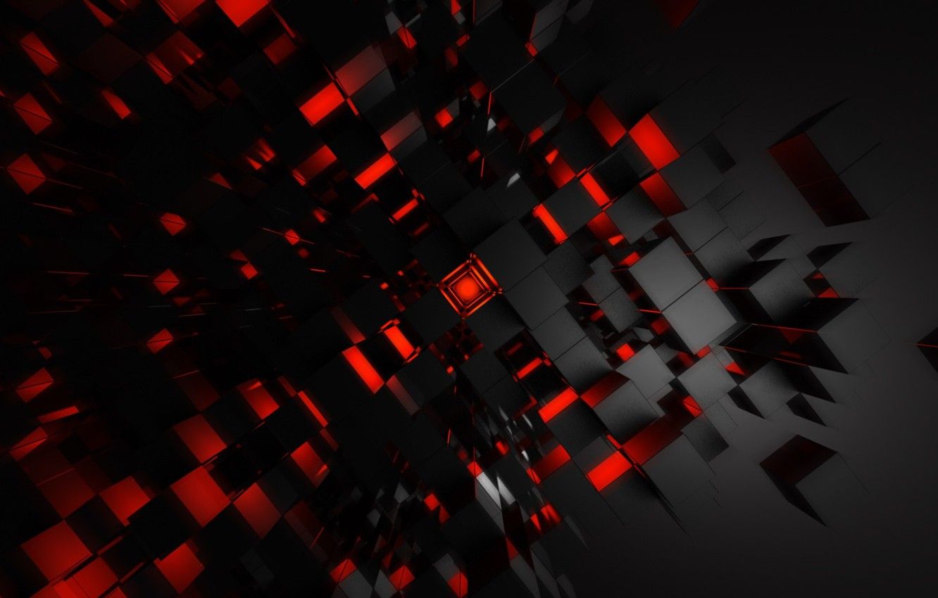 Wallpaper red, art, digital art, endless, cubic, red art image for desktop, section абстракции
