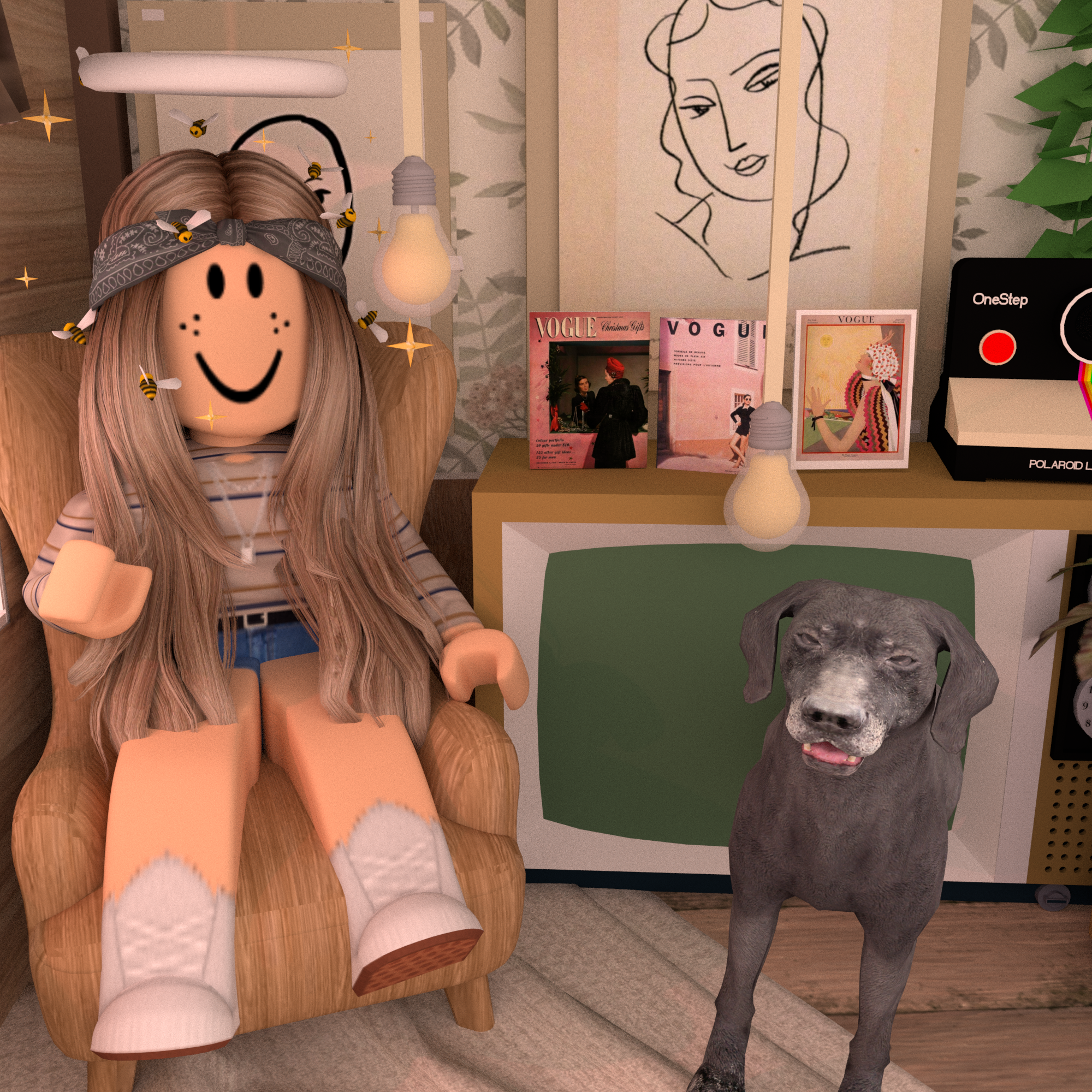Download Roblox Aesthetic Girl With Dog Wallpaper