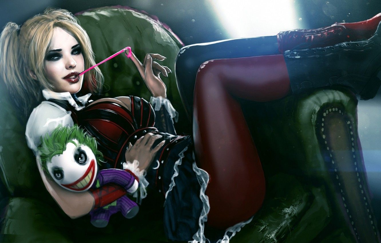 Wallpaper ass, girl, feet, toy, boots, villain, ass, joker, harley quinn, gum, Dr. Harleen Frances PCs image for desktop, section фантастика