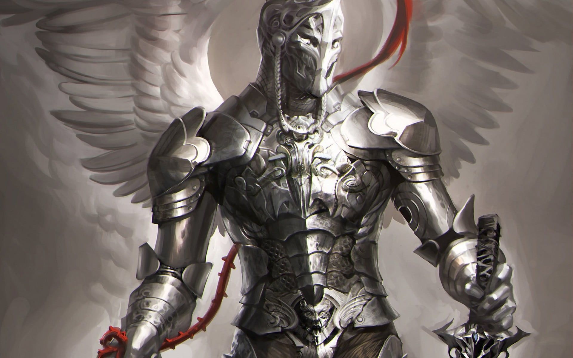 angel wearing silver armor wallpaper #wings #armor fantasy art #artwork #angel #sword P #wallpaper #hdwa. Grey knights wallpaper, Grey knights, Angel warrior