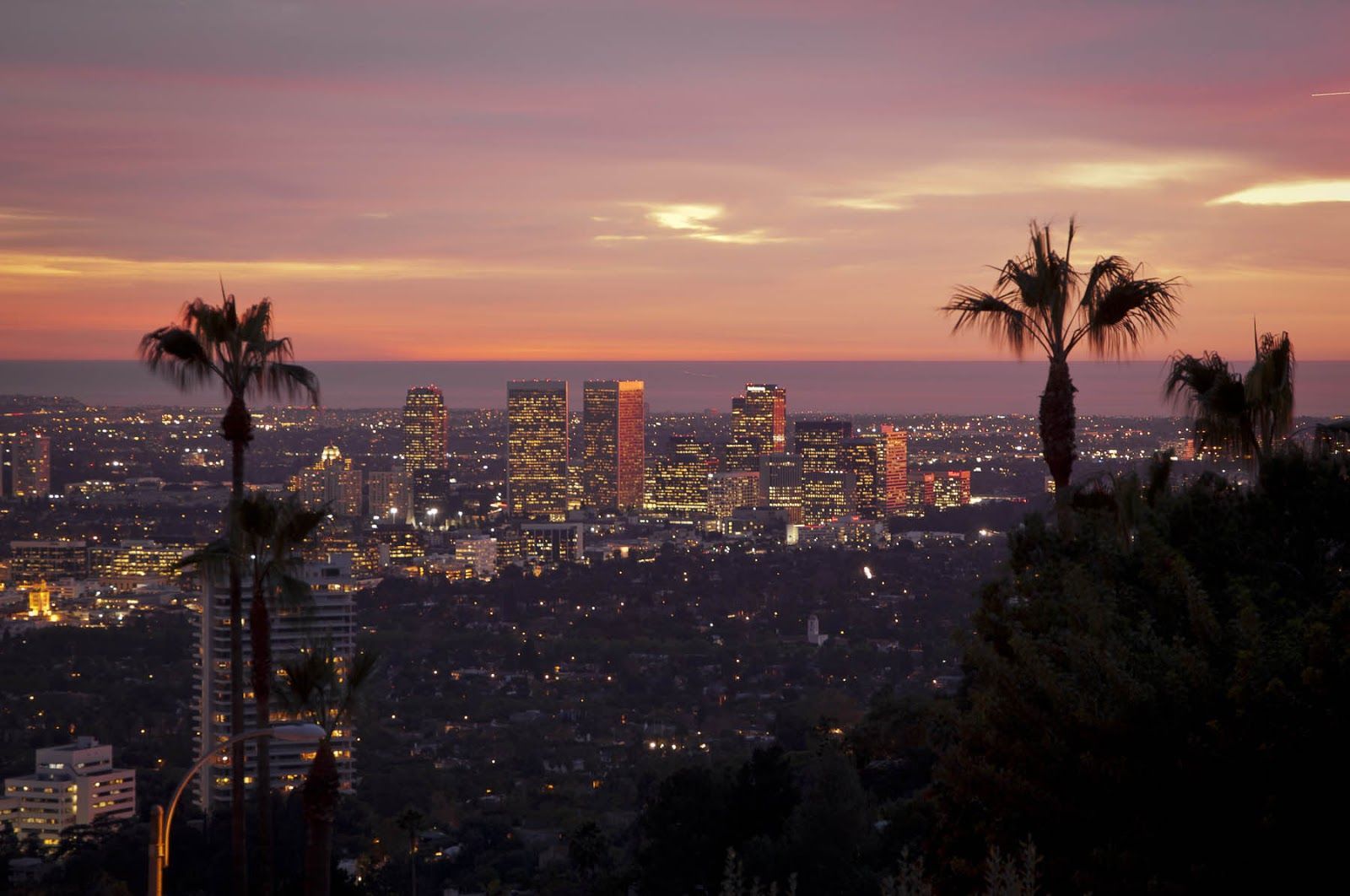 hollywood hills balcony hills, City view, Sunset
