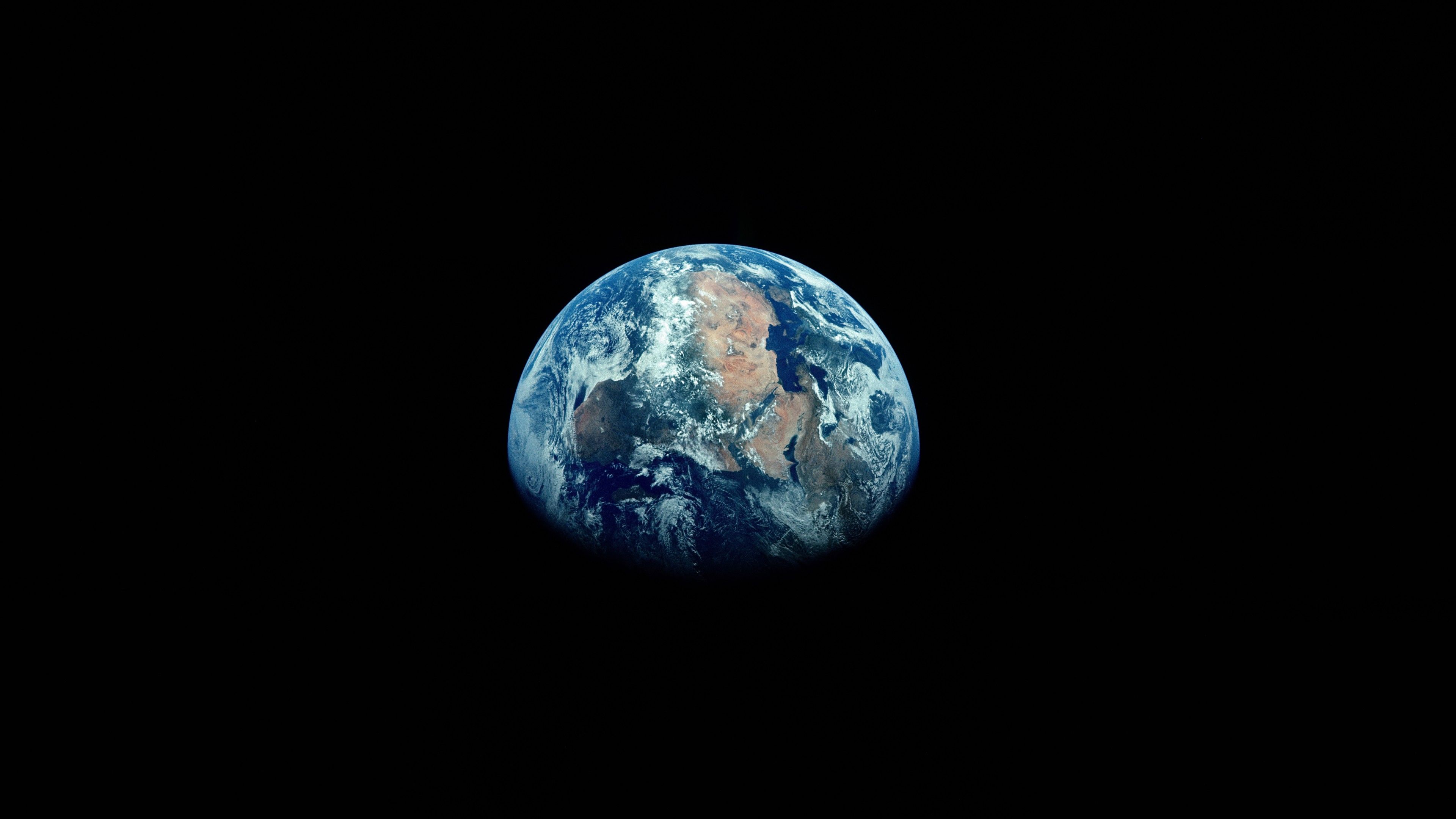 Earth 4K Wallpaper, Space, Black background, Atmosphere, Blue planet, 5K, 8K, Space