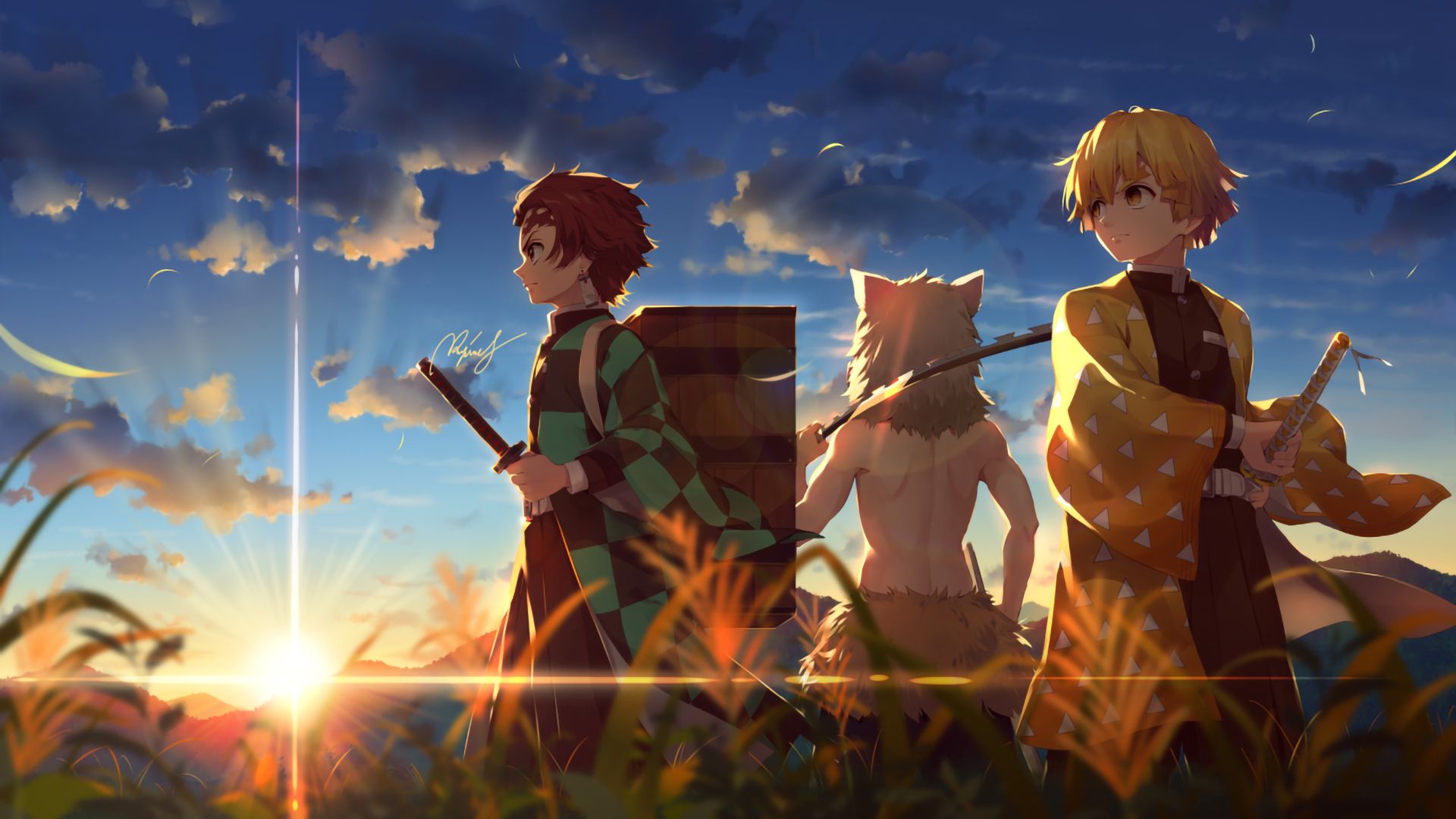Inosuke Hashibira, Tanjirou Kamado and Zenitsu Agatsuma 2048x1152 Resolution Wallpaper, HD Anime 4K Wallpaper, Image, Photo and Background