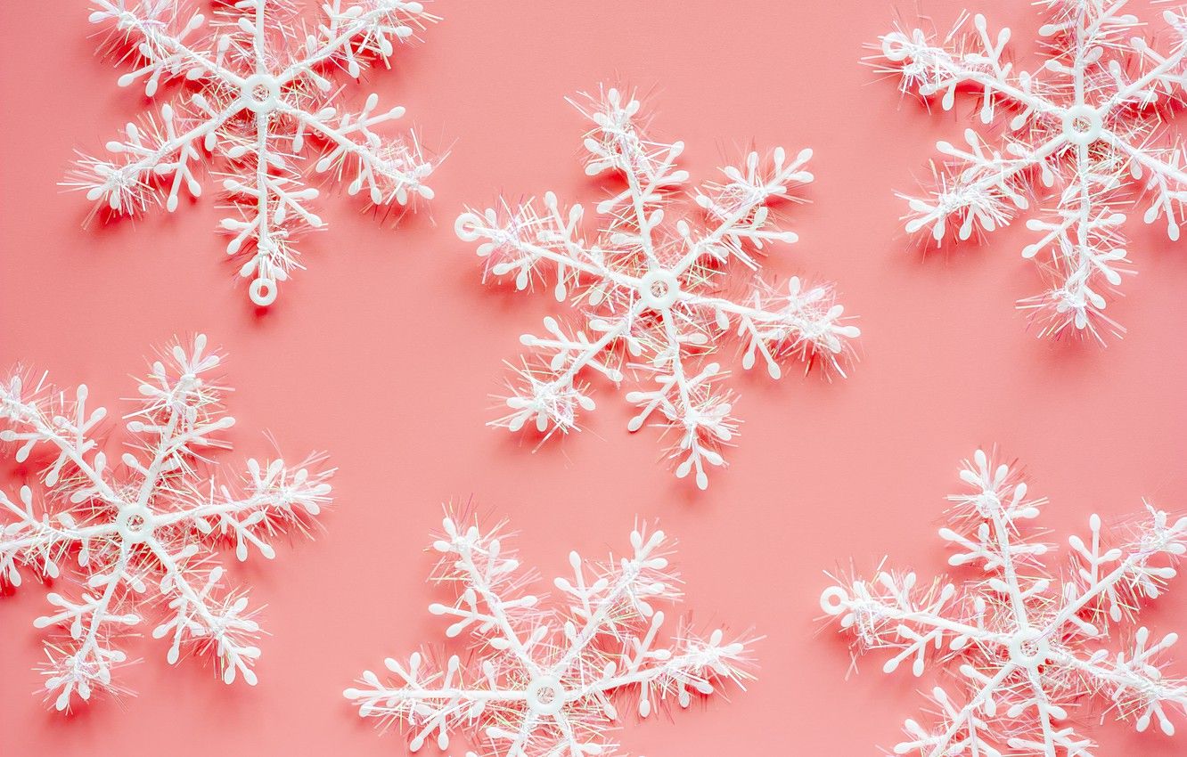 Wallpaper winter, snowflakes, background, pink, Christmas, pink, winter, background, snowflakes image for desktop, section текстуры