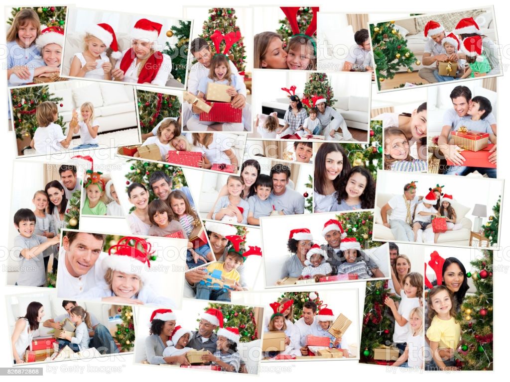 Collage Of Families Celebrating Christmas Image Now