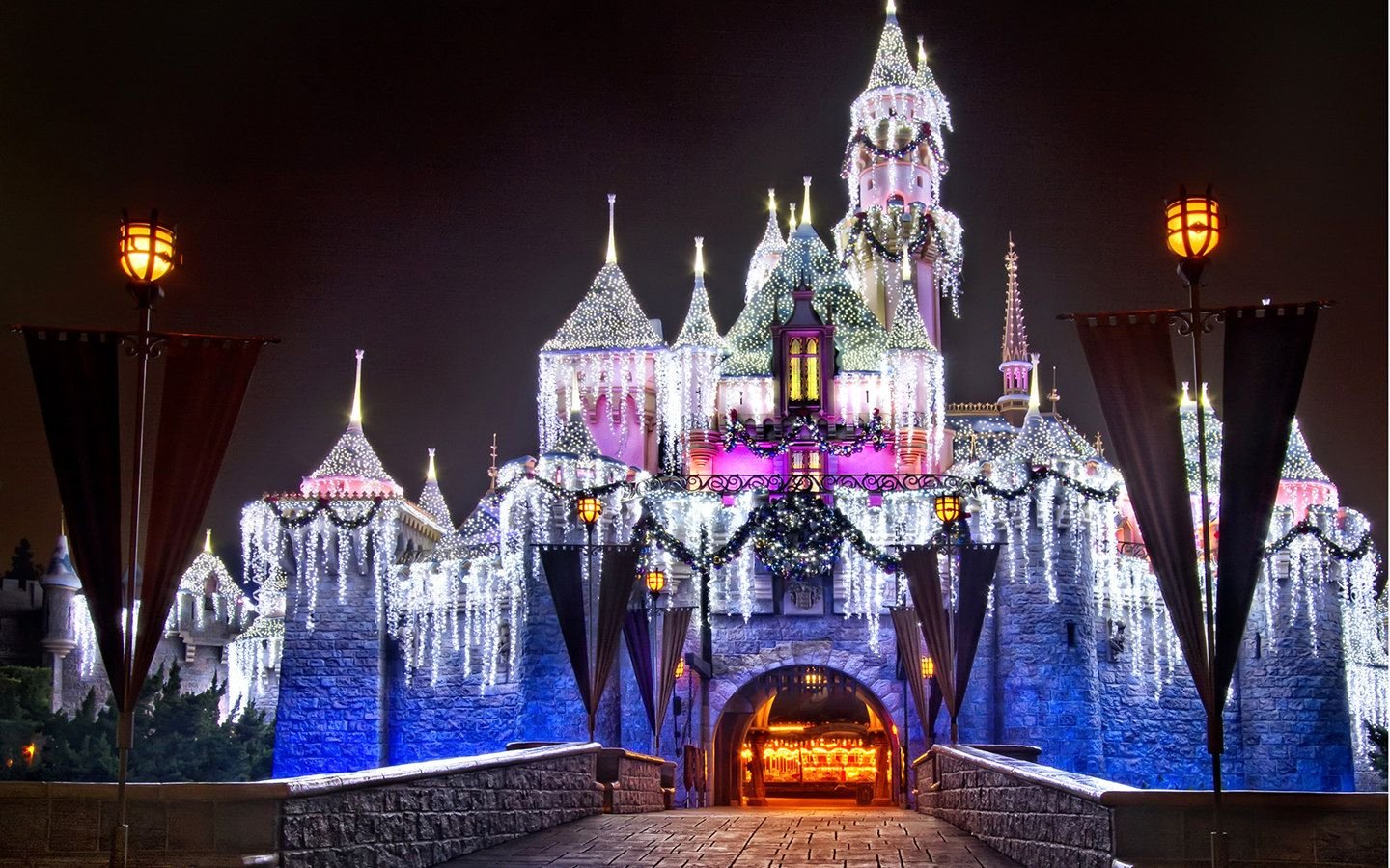 Disneyland Vacations, Disneyland Fantasy Christmas Holidays, Gorgeous Sleeping Beauty Castle Christmas Lightning 412 KB 1440x900 Wallpaper 21