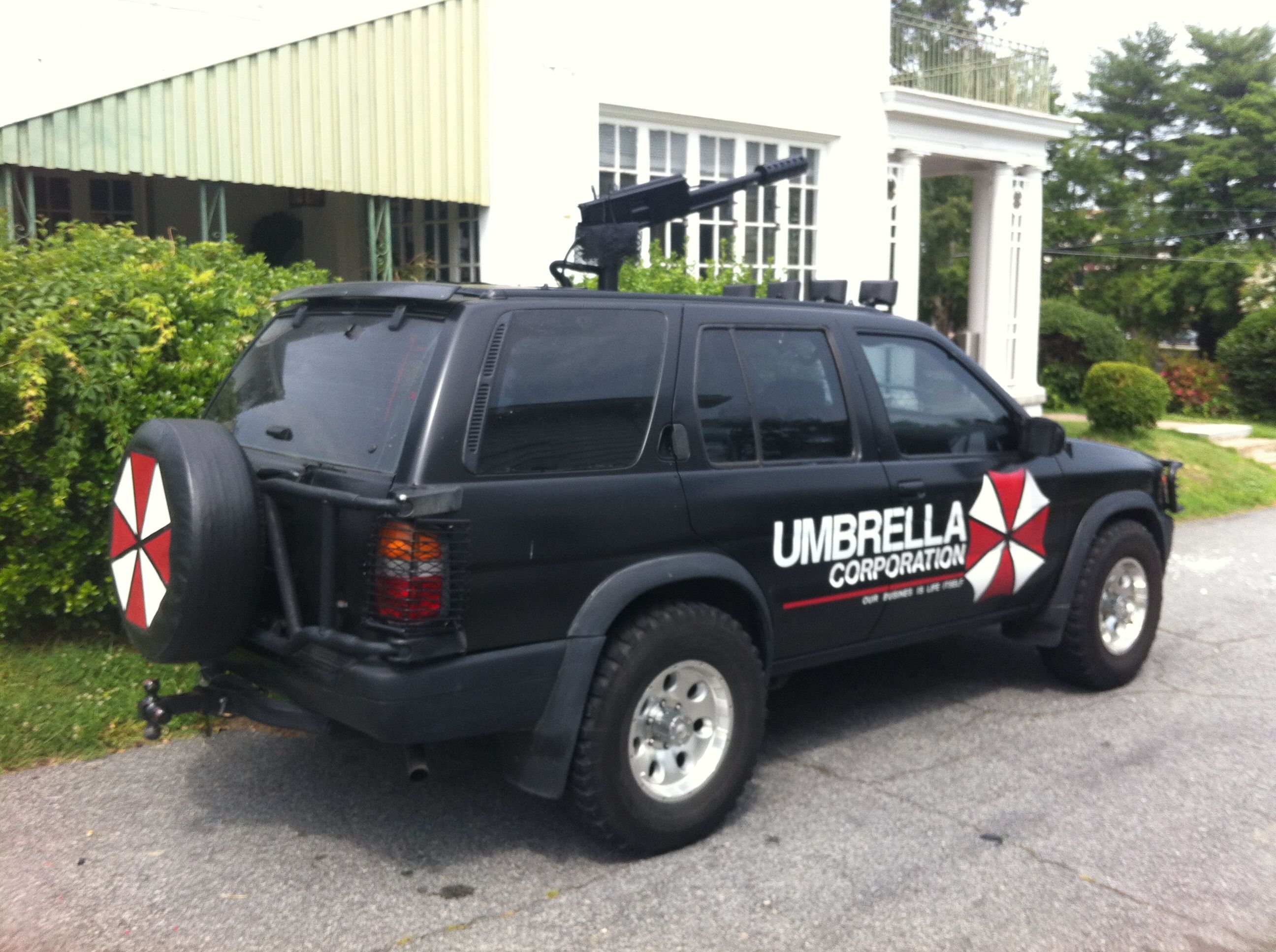 My Umbrella Corporation Themed Resident Evil SUV With Roof Mounted Flamethrower. Resident Evil Cosplay, Resident Evil, Umbrella Corporation