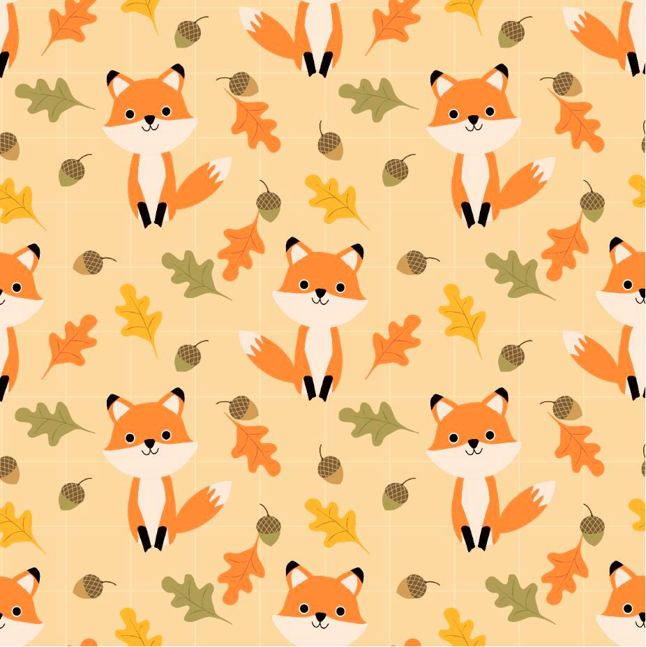 Premium Vector. Cute fox and autumn leaves seamless pattern