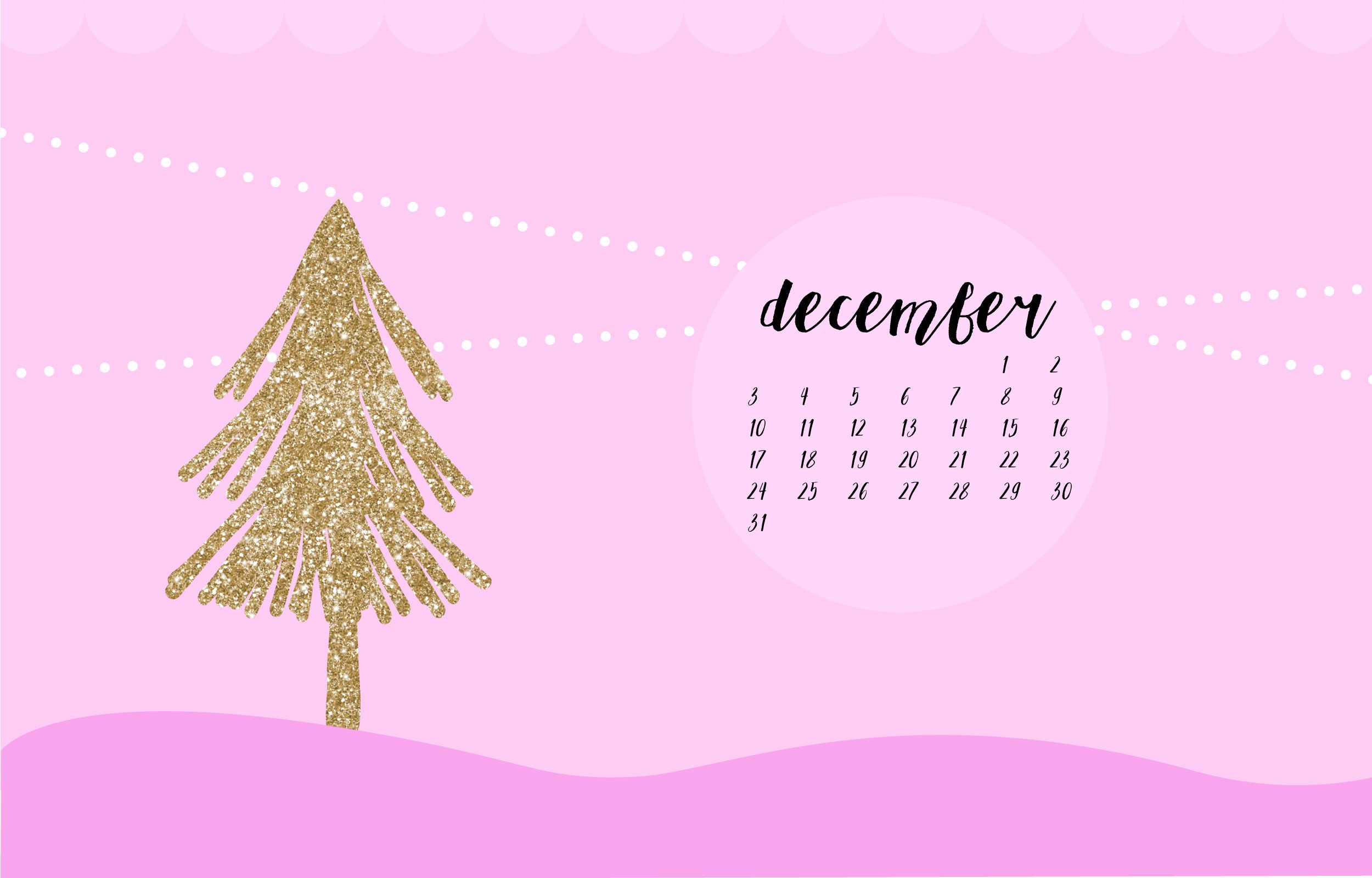 Digital Christmas Wallpaper: Glittery Christmas Tree Pink Fantasia