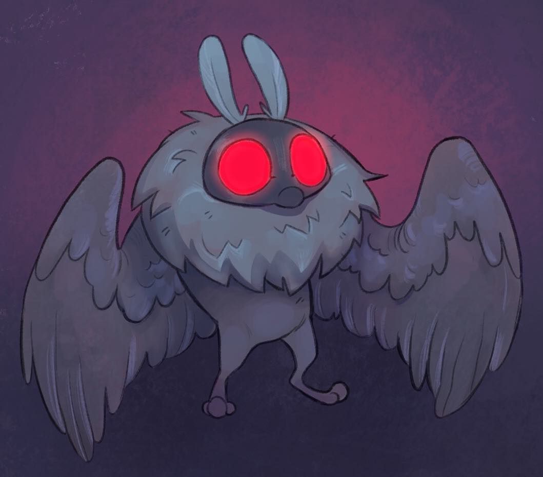 Katie Billions on Instagram: “Mothman #cryptids #mothman #cryptid #characterdesign #cryptzoology #calarts”. Mothman, Myths & monsters, Creature art