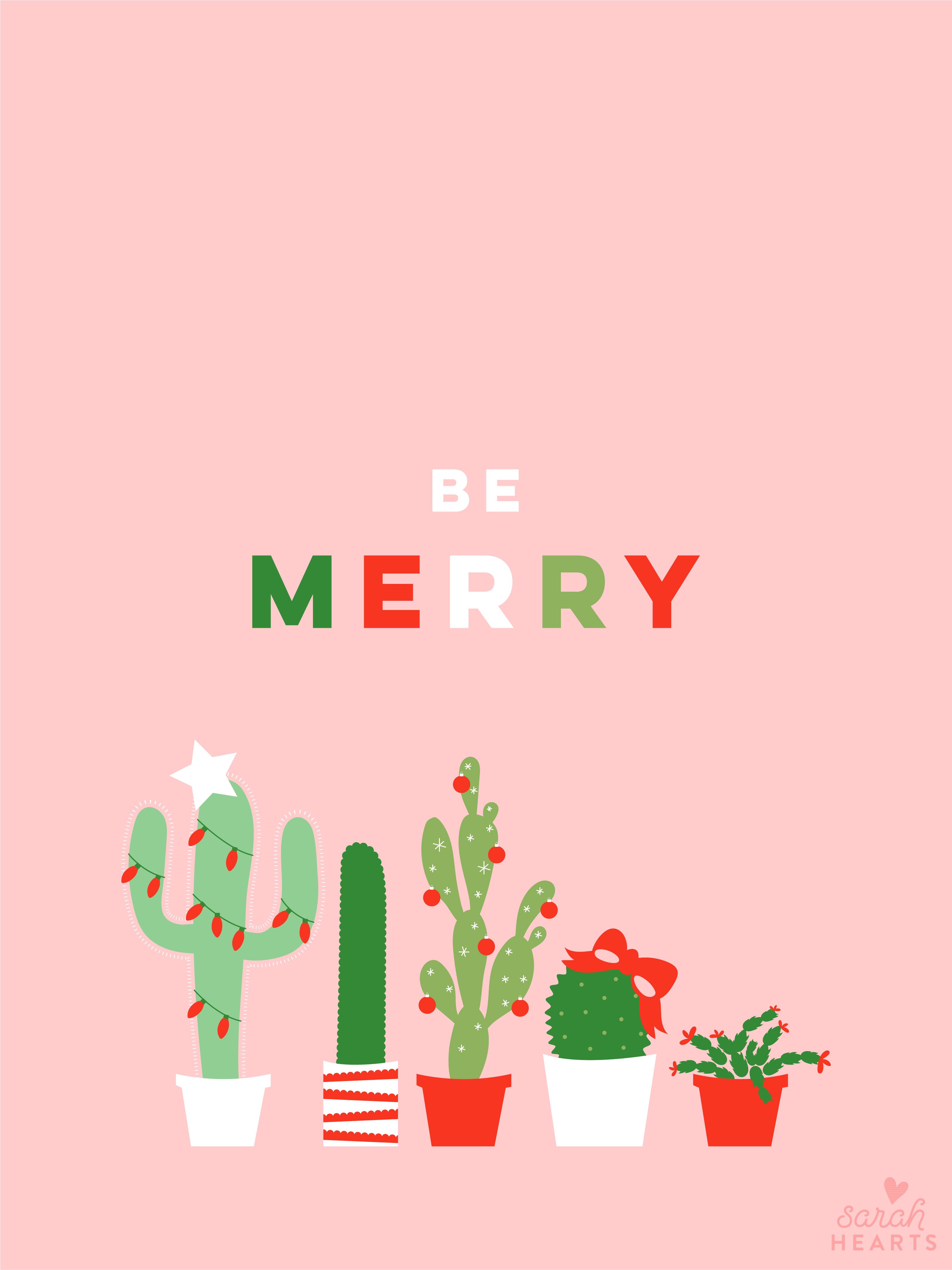 December 2017 Christmas Cactus Calendar Wallpaper