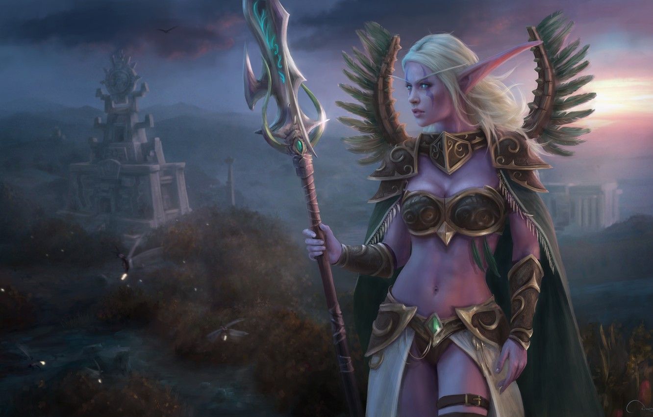 Wallpaper girl, elf, World of Warcraft, Warcraft, Night Elf, Lexith image for desktop, section игры