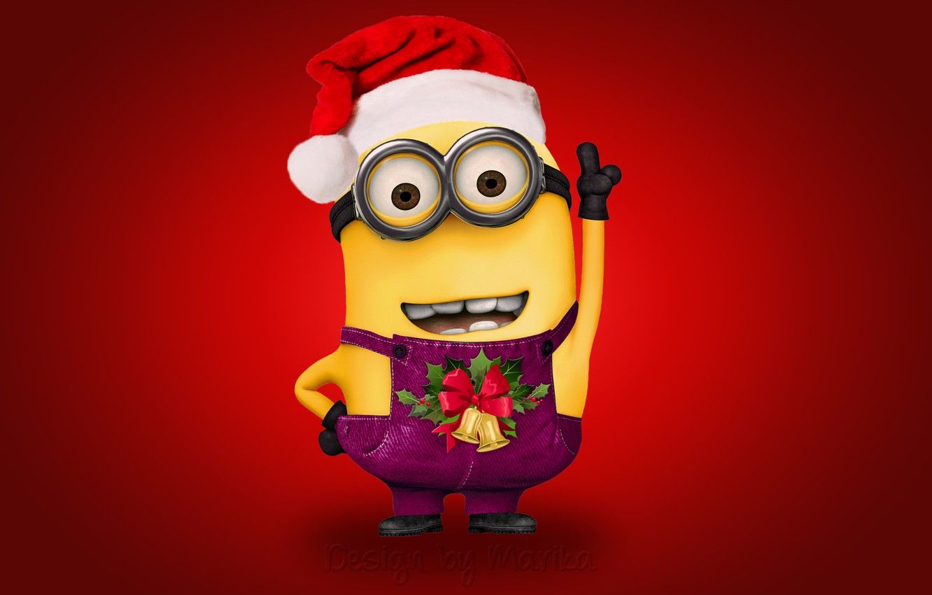 Wallpaper New Year, Christmas, Santa, Christmas, Xmas, cute, santa, minion, minion, Design by Marika image for desktop, section новый год
