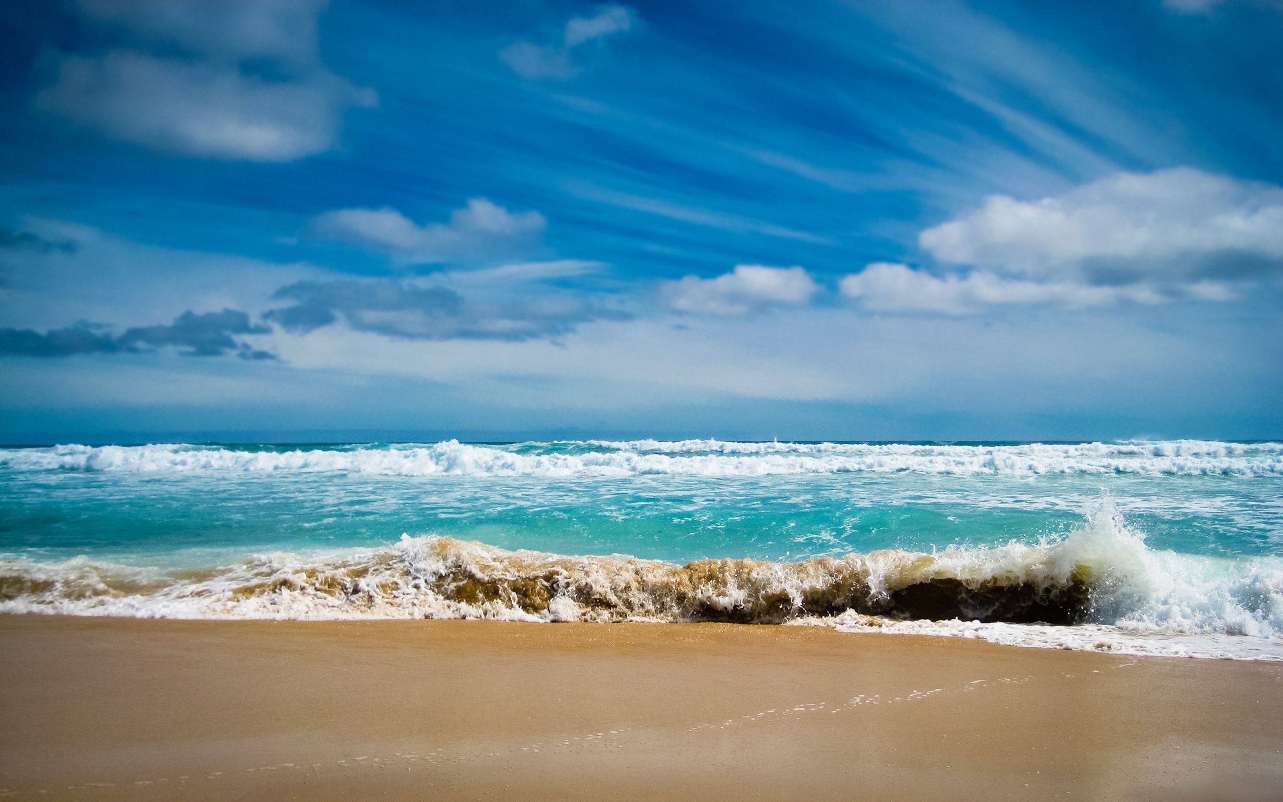 Wallpaper Ocean, Sea, Gulf, Waves, Blue Water, Coast, Beach 2560x1600, Wallpaper13.com