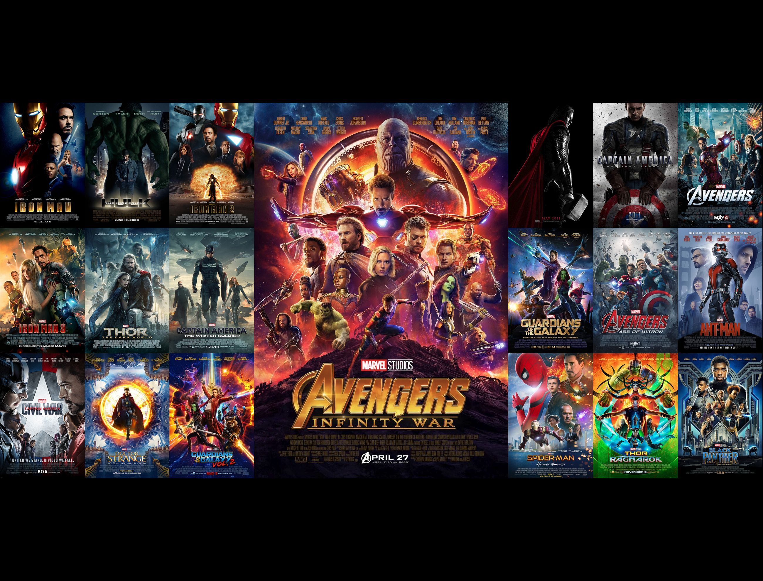 Simple Wallpaper I made with the 19 posters of the MCU. [1920x1200]. Marvel thor, Simple wallpaper, Avengers