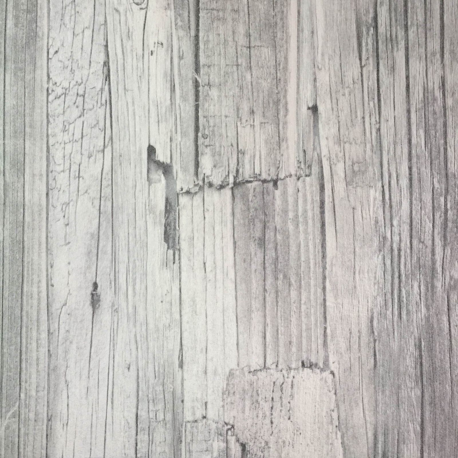 French Provincial Rustic Timber Wood Effect Wallpaper in Greyscale