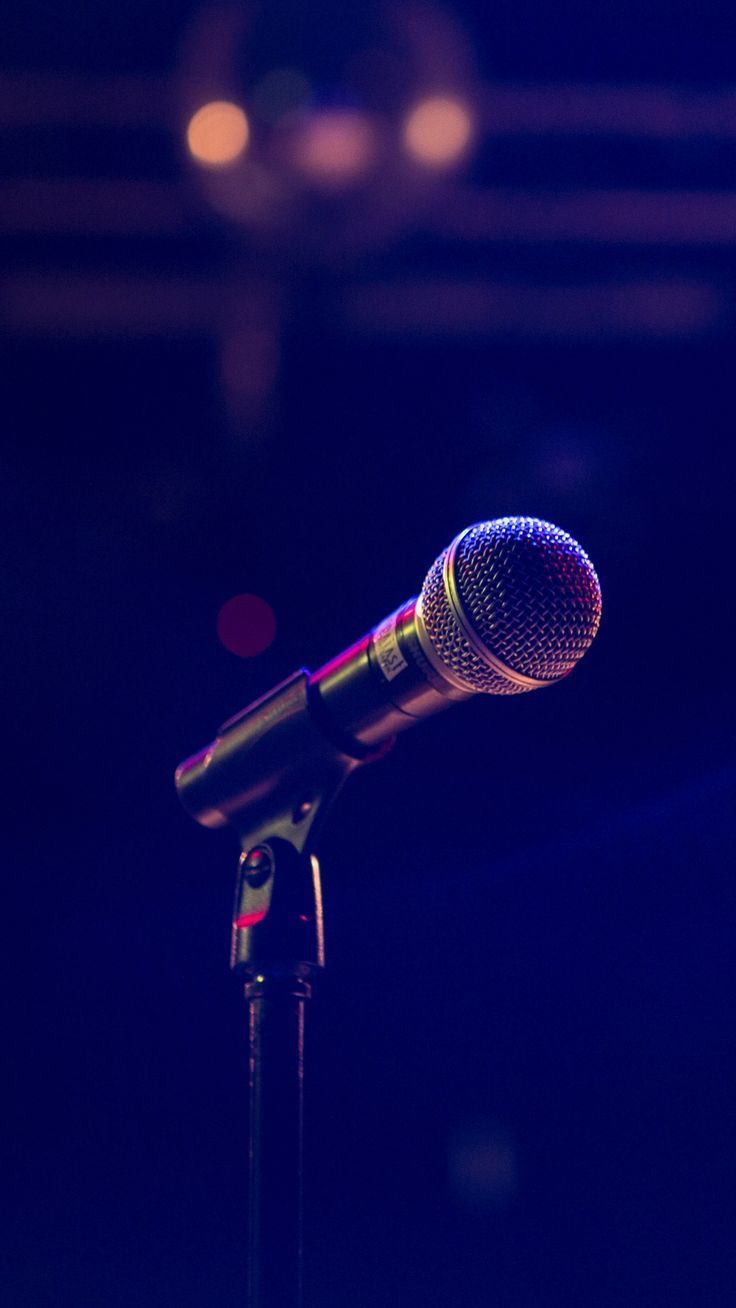 Microphone Wallpaper in dark blue background. Dark blue background, Music wallpaper, Music poster ideas