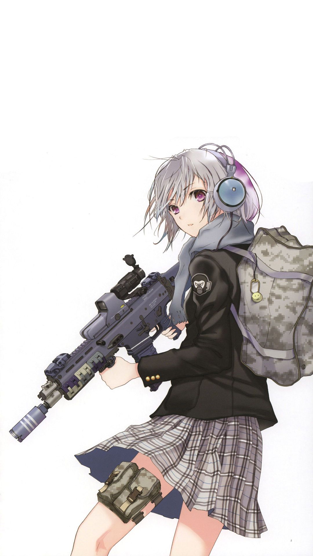 Sniper Schoolgirl Anime Mobile Wallpaper Data Src Silver Hair Anime Girl HD Wallpaper