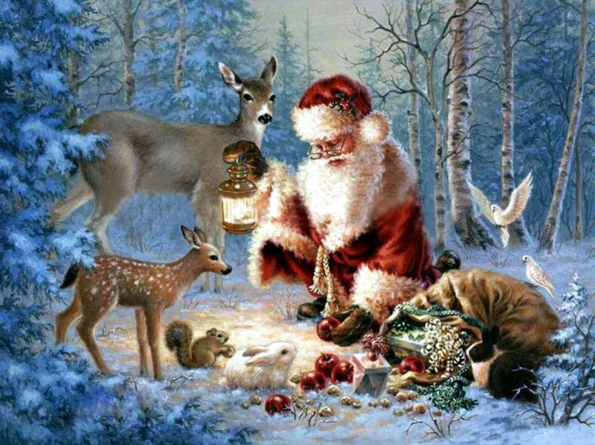 Deer and Reindeer Christmas Wallpaper. Christmas picture, Christmas joy, Vintage christmas
