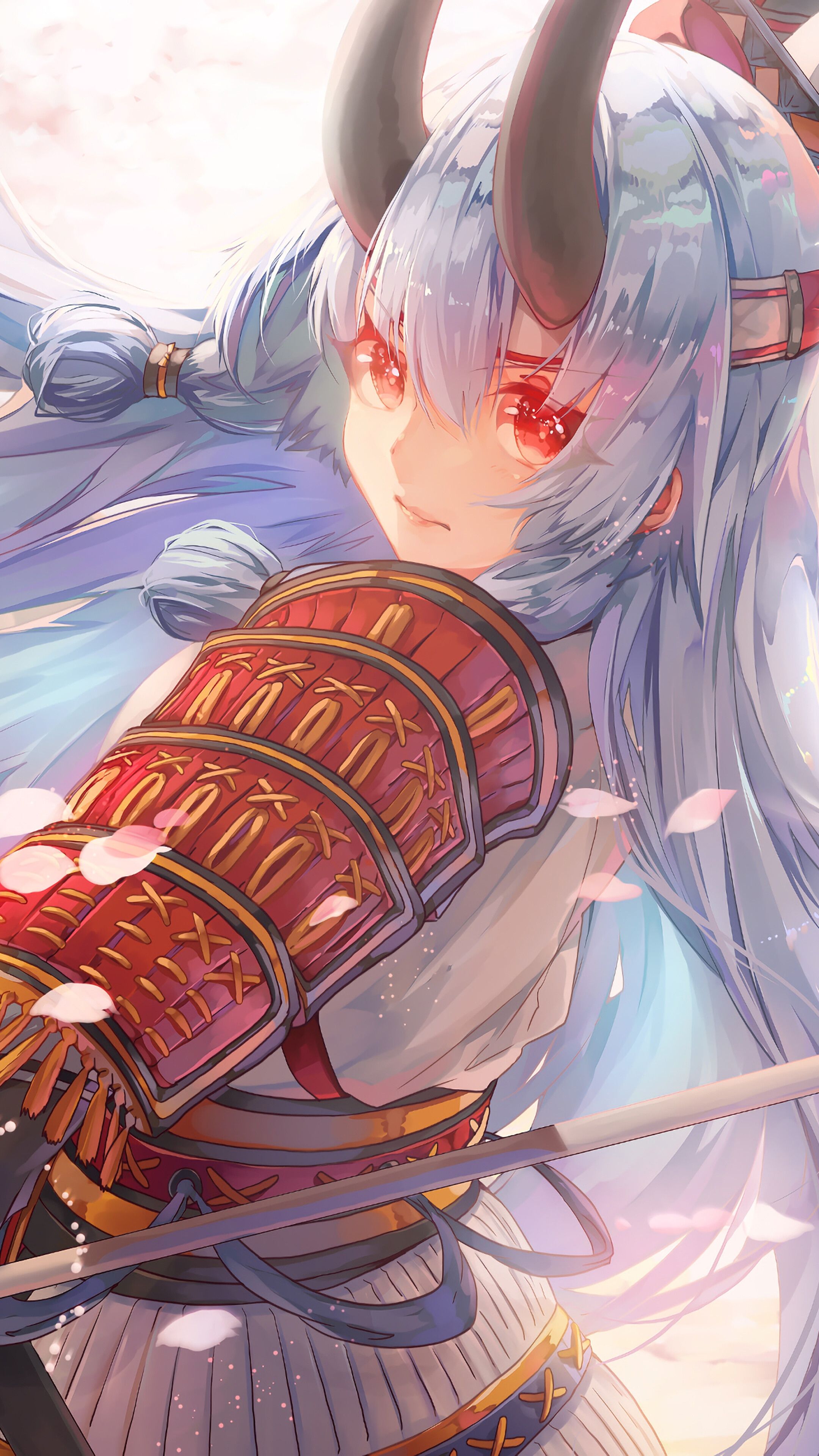 Anime, Girl, Warrior, Samurai, Fantasy, 4K phone HD Wallpaper, Image, Background, Photo and Picture