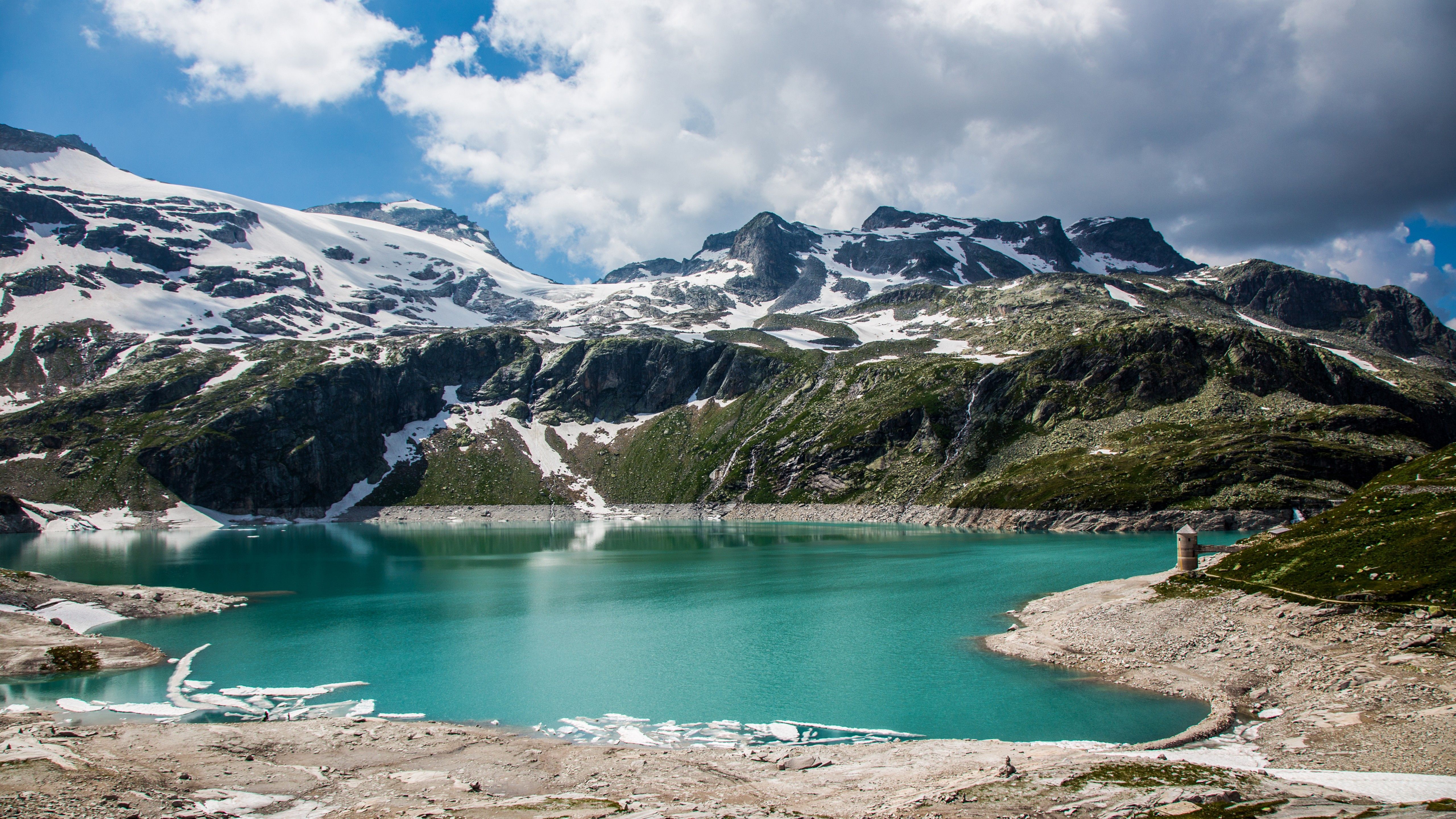 Austria 5k 4k wallpaper 8k Alps lake mountains clouds. Alps, Mountain lake, Lake