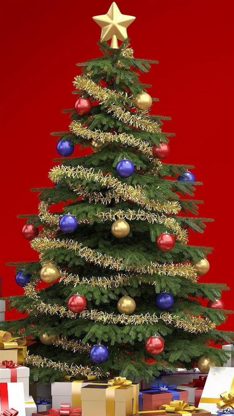 Presents Around Christmas Tree iPhone 8 Wallpaper Free Download