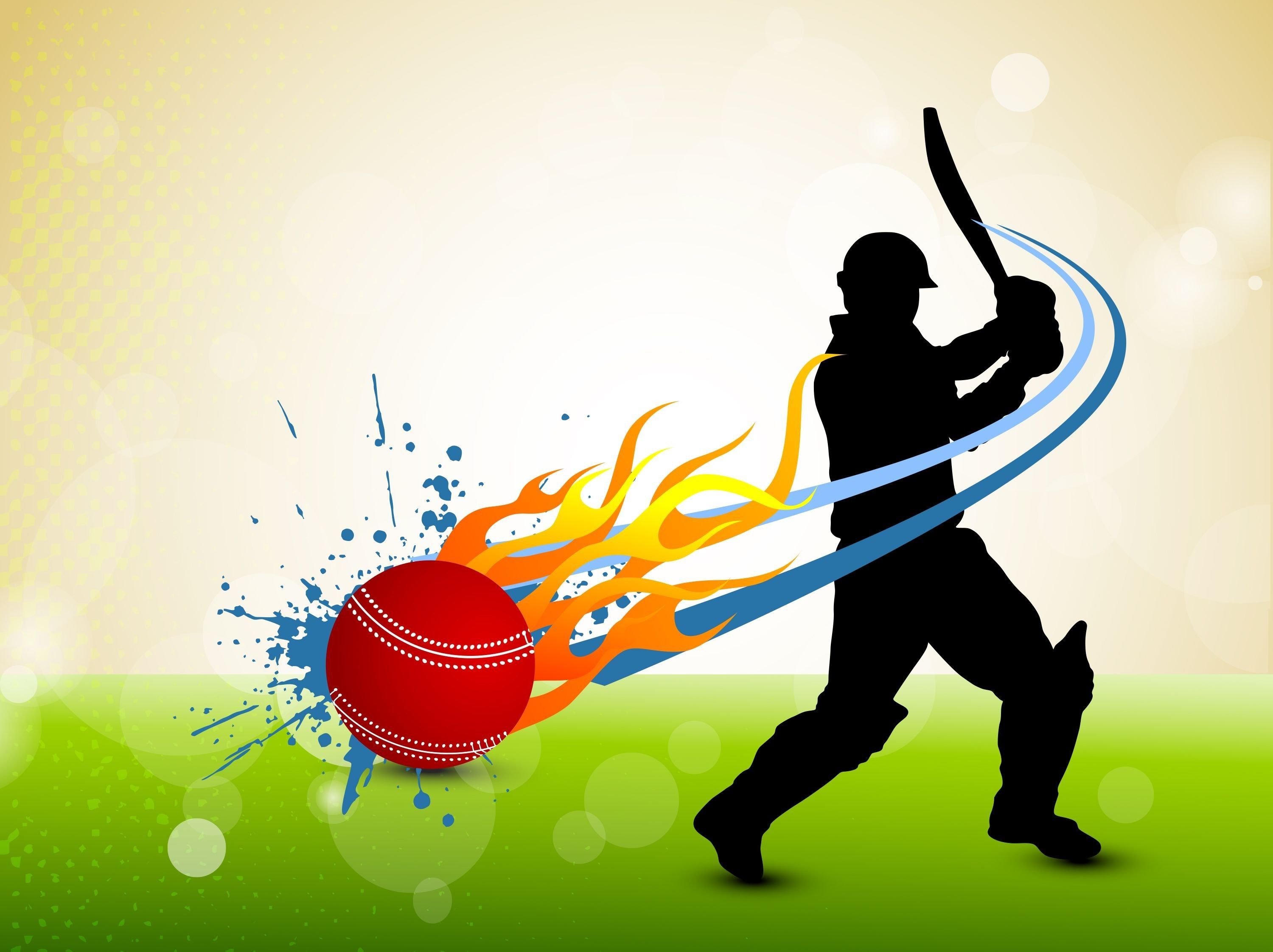 Free Vector  Green cricket sports background with illustration of players  and golden trophy cup