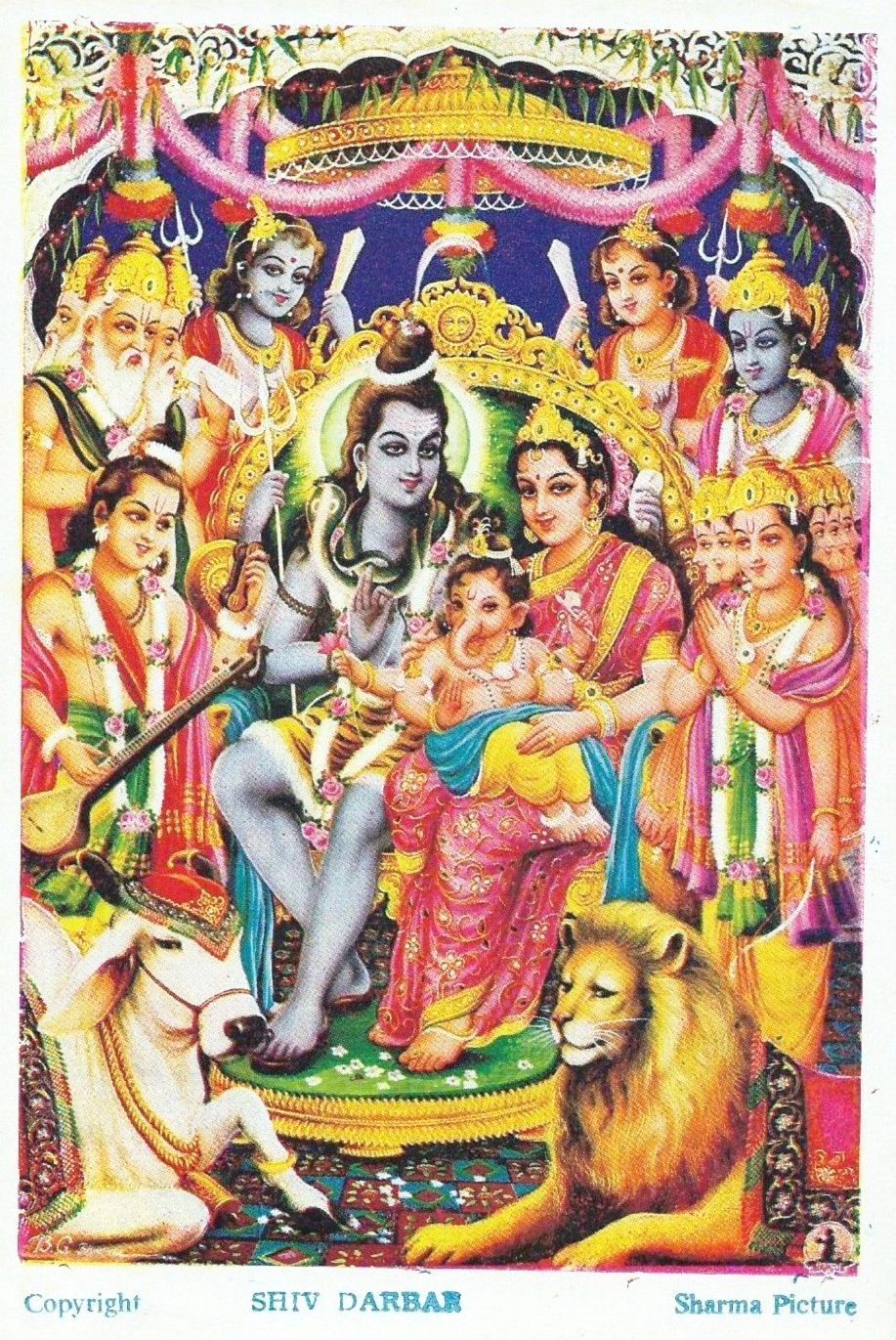 Shiv Darbar Sharma Picture (via ebay: 111cents). Lord shiva painting, Lord shiva family, Lord shiva