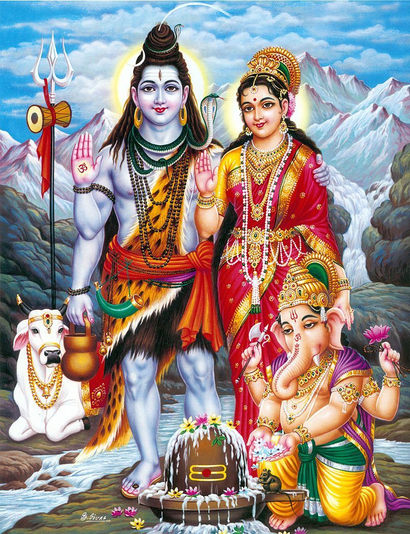 Shiva, Parvati, Ganesha with Nandi x 9 inches. Shiva parvati image, Lord krishna image, Lord shiva family