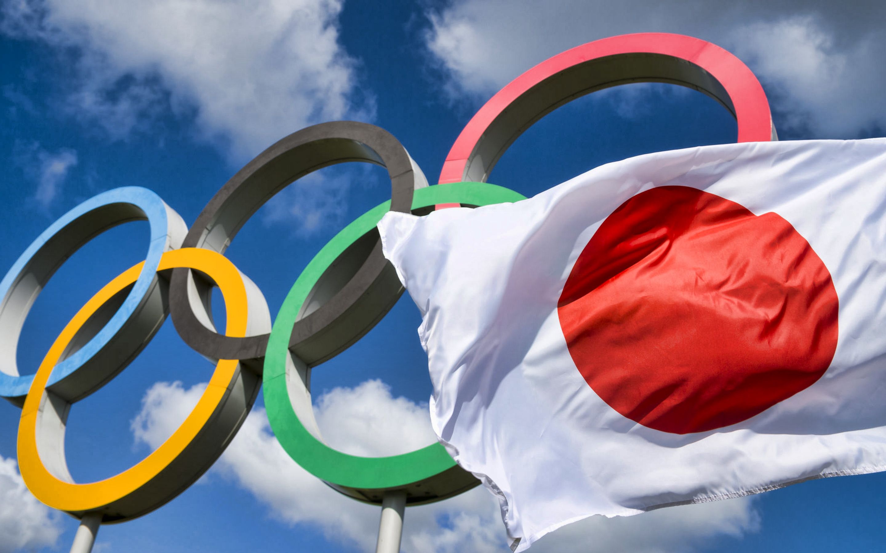 Download wallpaper 2020 Summer Olympics, Japan Games of the XXXII Olympiad, Tokyo Flag of Japan, Olympic rings, Japan, Tokyo for desktop with resolution 2880x1800. High Quality HD picture wallpaper