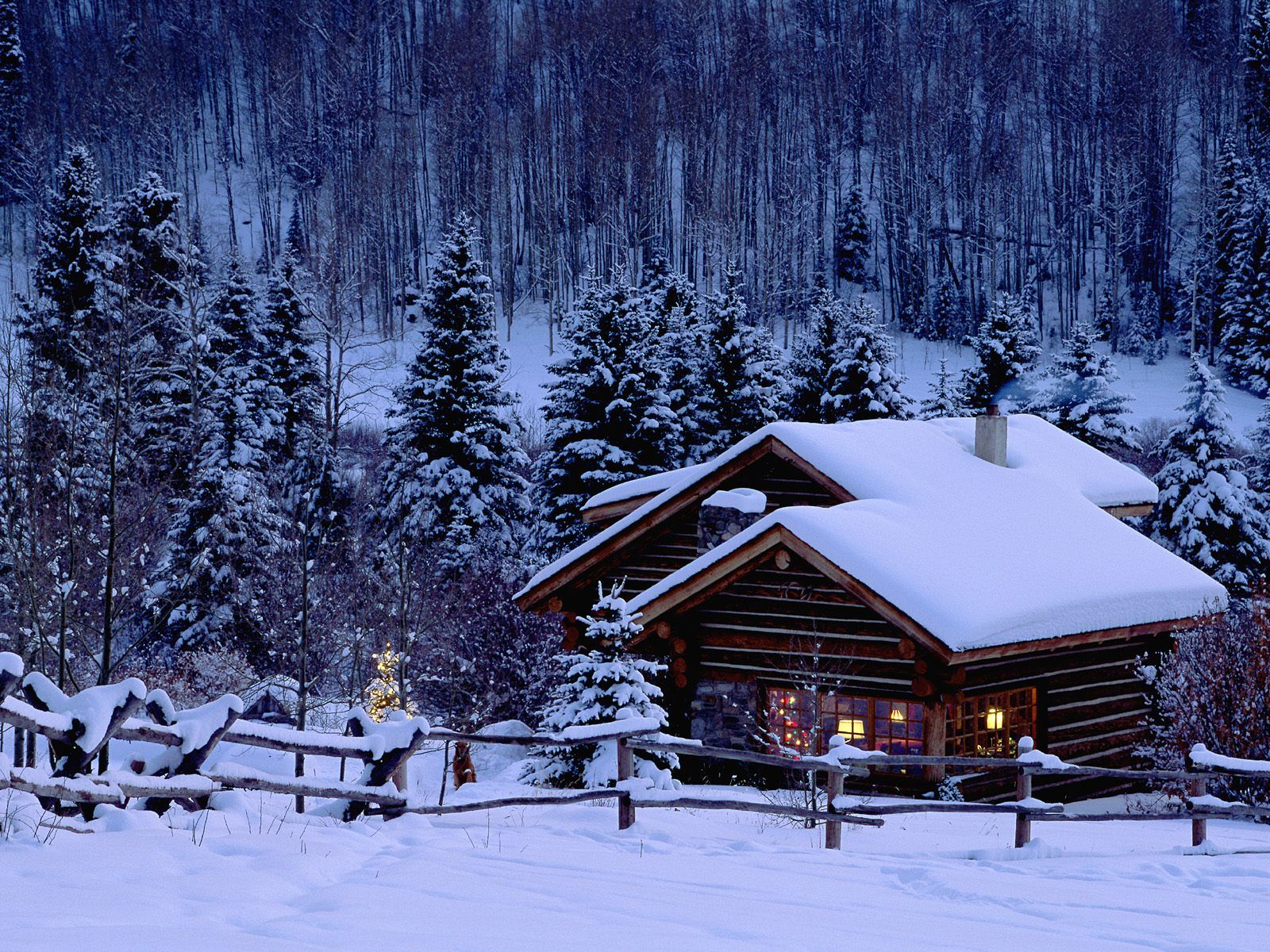 Free Winter Cabin Wallpaper Image