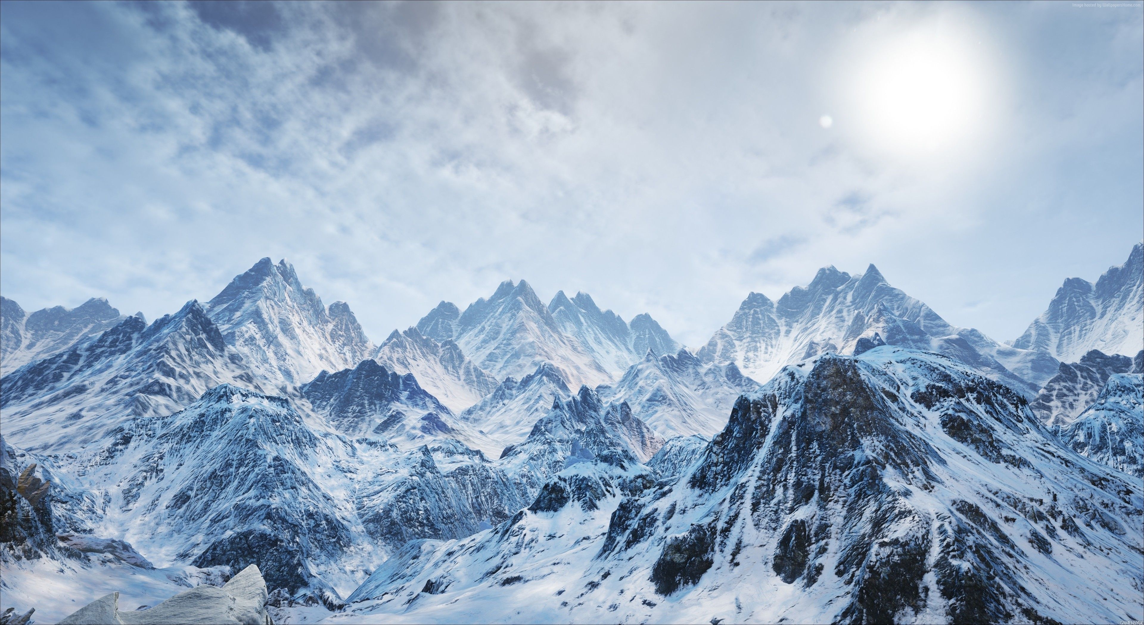 Wallpaper mountains, snow, winter, 4k, Nature Wallpaper Download Resolution 4K Wallpaper