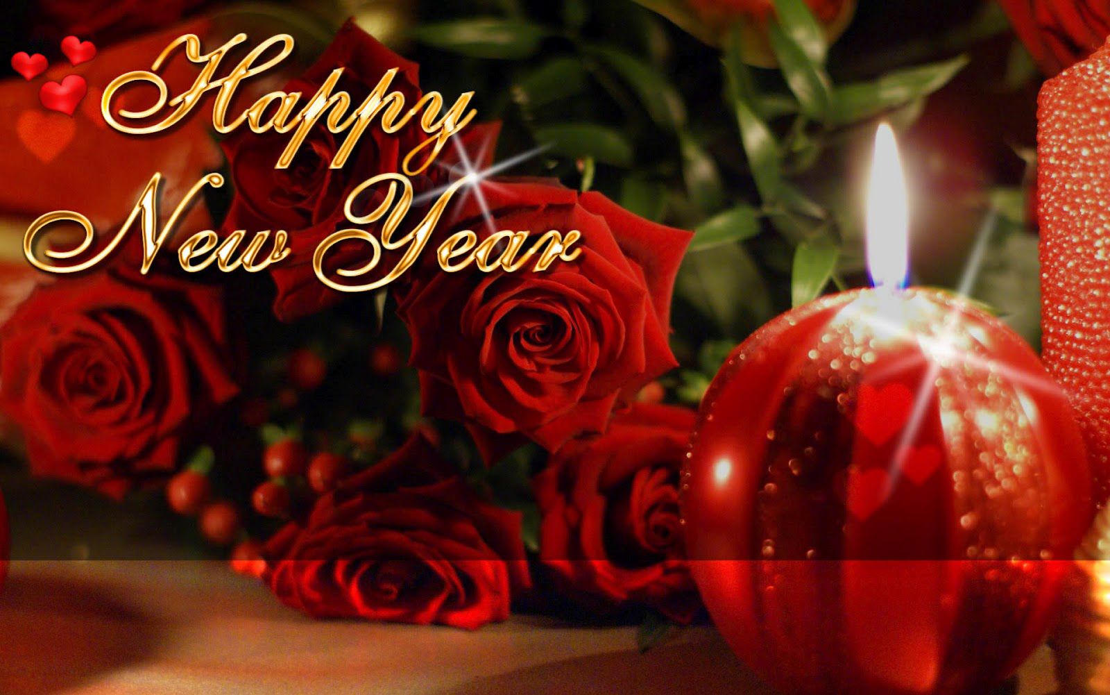 Happy New Year With Roses And Candles Quality Image And Transparent PNG Free Clipart