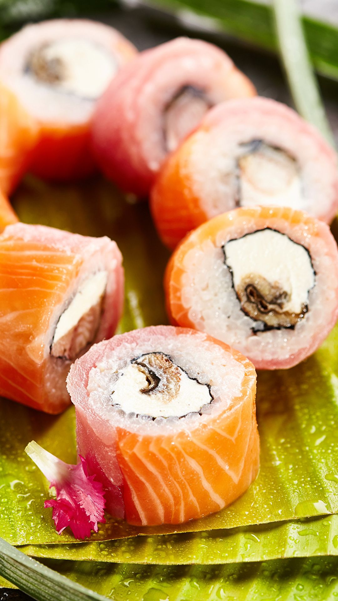 Desktop Wallpaper Sushi Food Closeup Seafoods 1080x1920