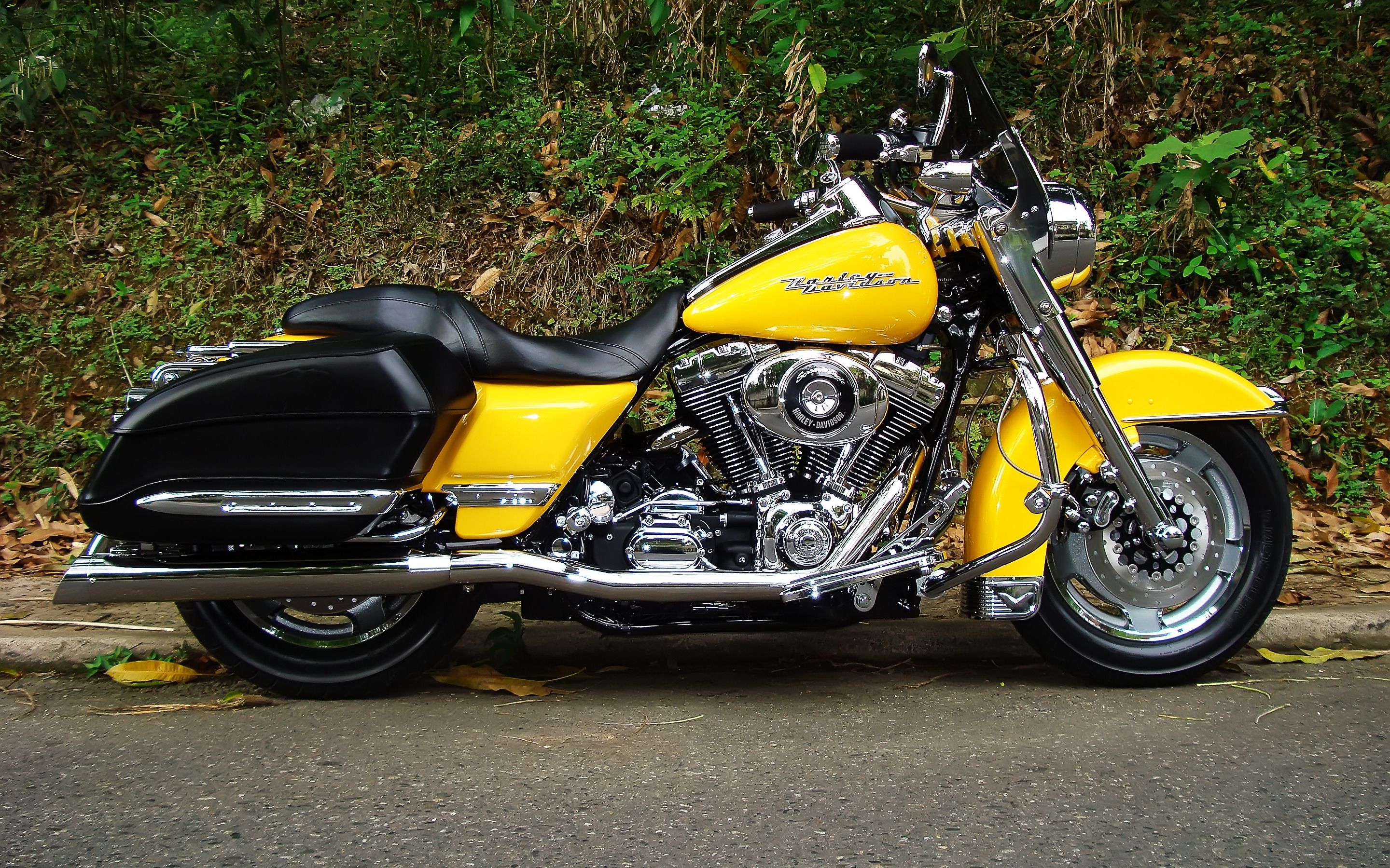 Harley Davidson Road King Yellow HD Wallpaper