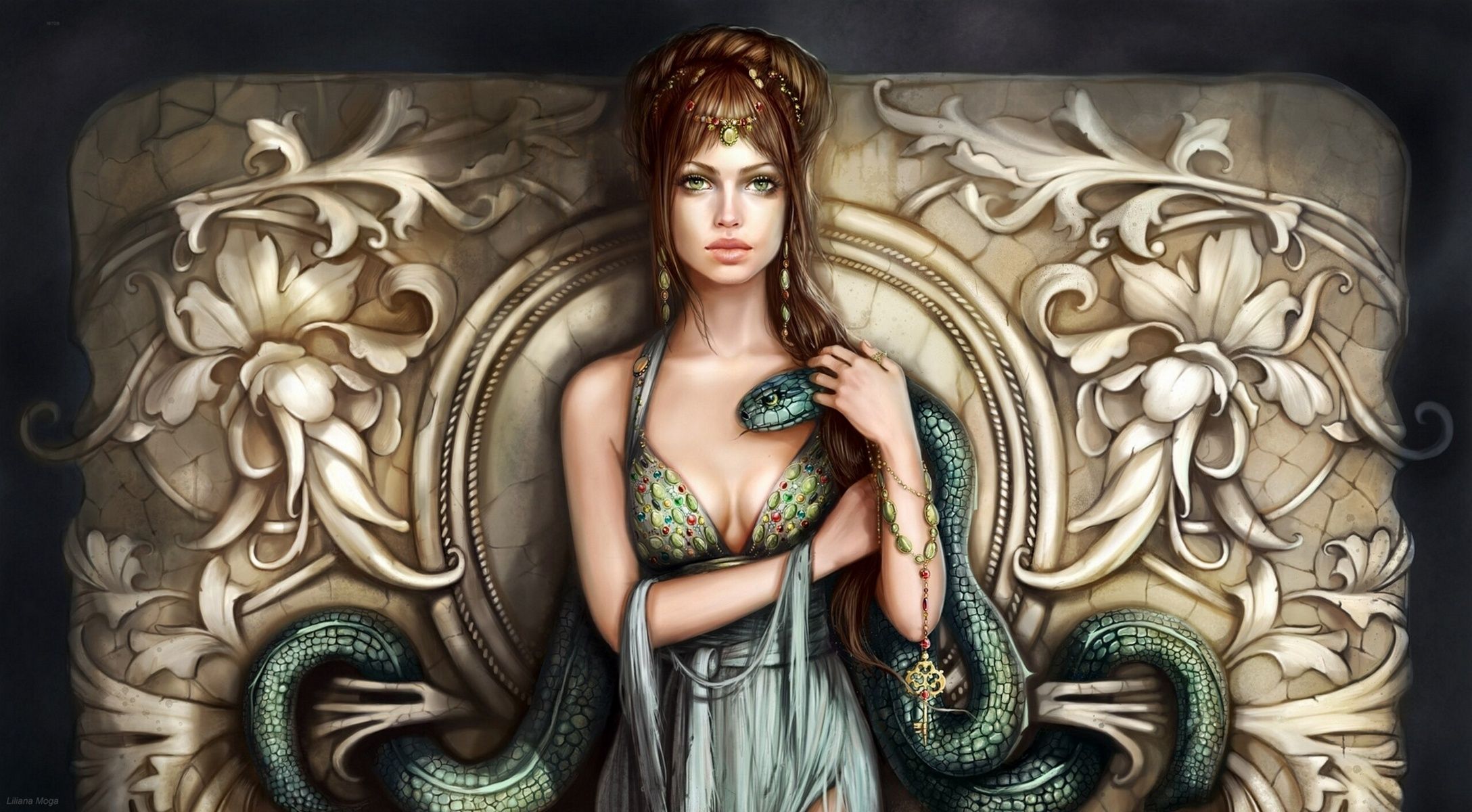 serpent, Snake, Girl Wallpaper HD / Desktop and Mobile Background
