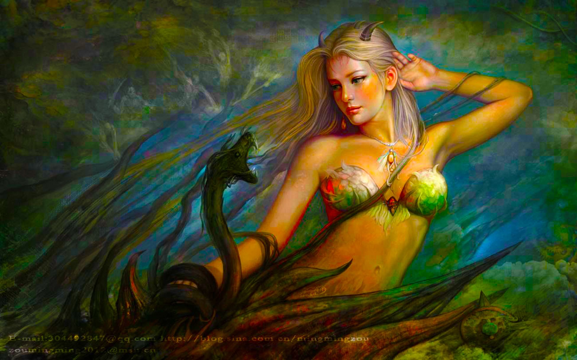 Snake Woman Fantasy Digital Girl Art 2560x1440 HD Wallpaper 1696755, Wallpaper13.com