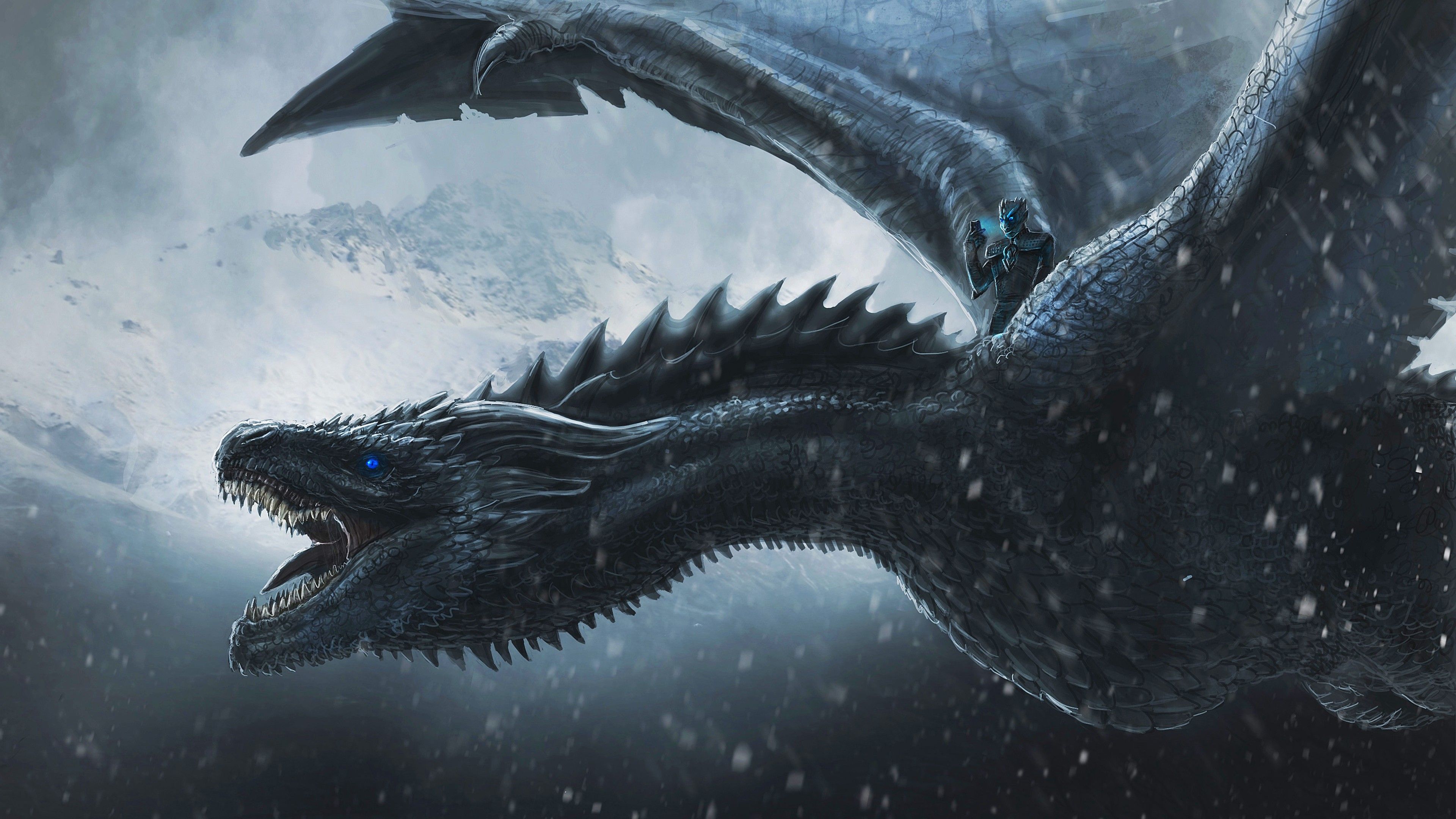 Night King Riding Dragon 4K Wallpaper