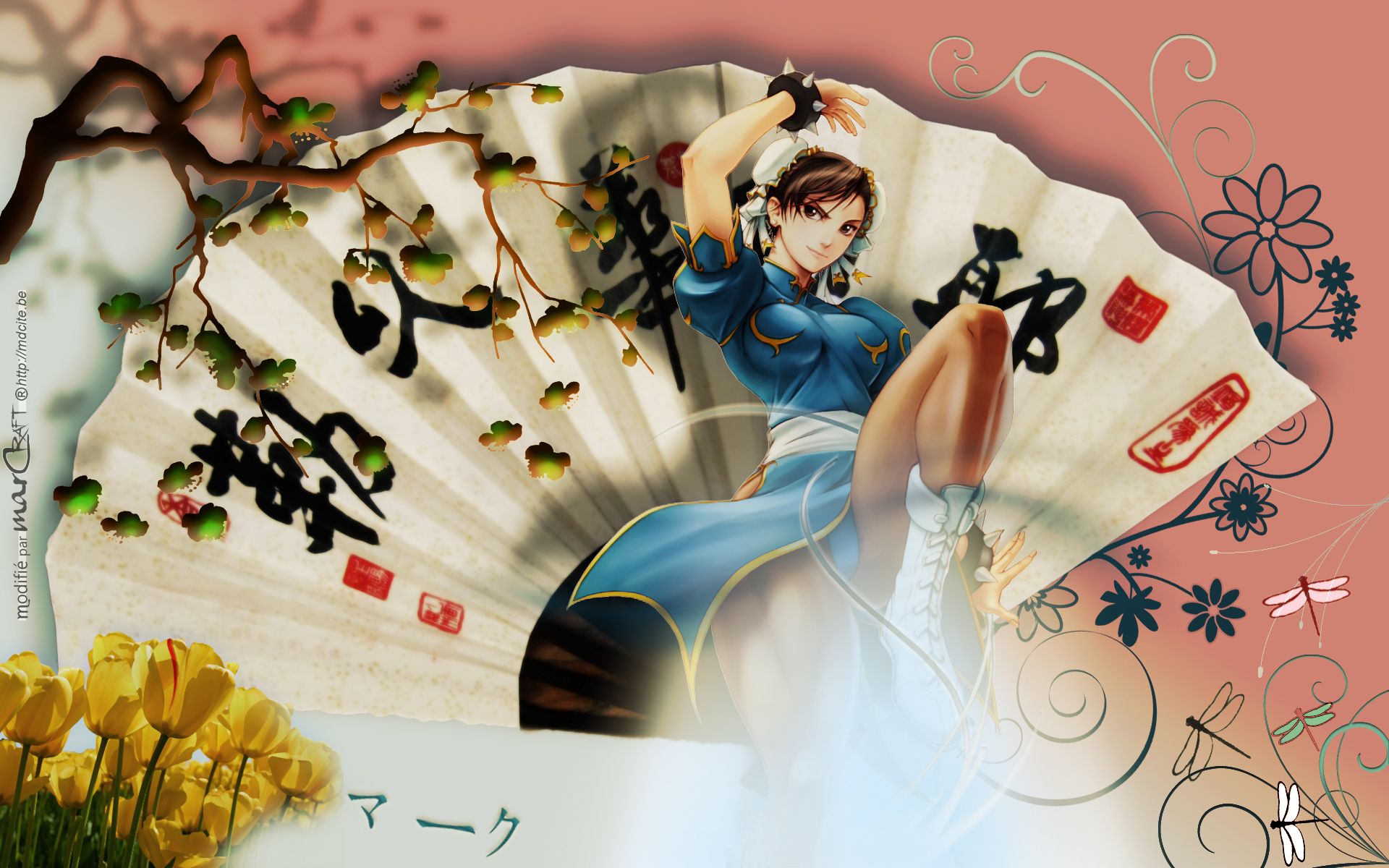 Chinese girl abanico abstracto wallpaperx1200