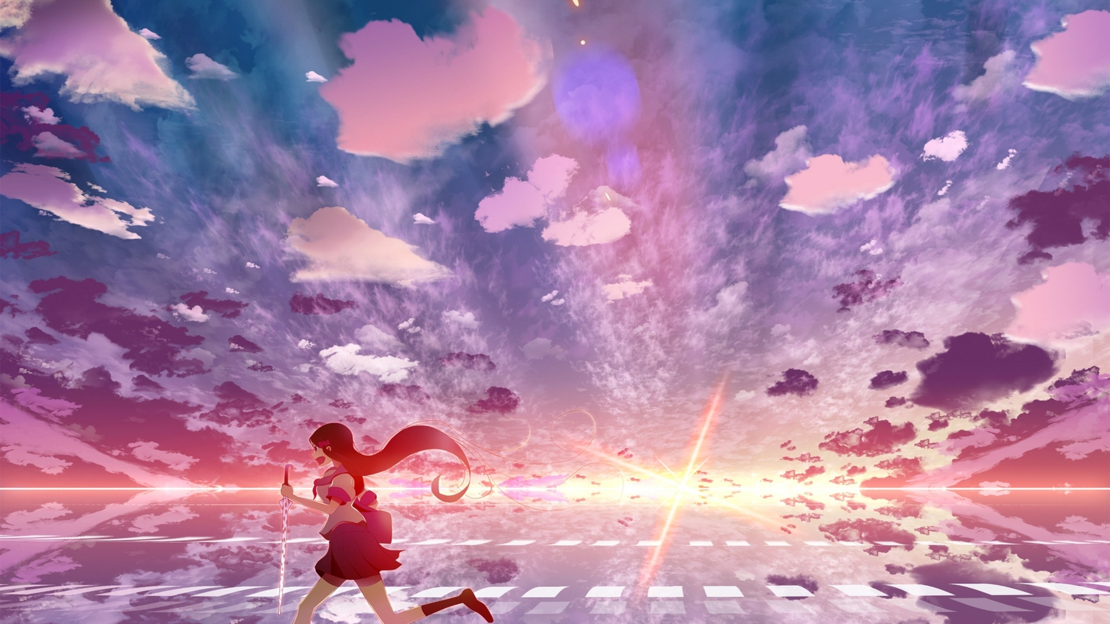 girl, anime, sky 4K Wallpaper, HD Anime 4K Wallpaper, Image, Photo and Background
