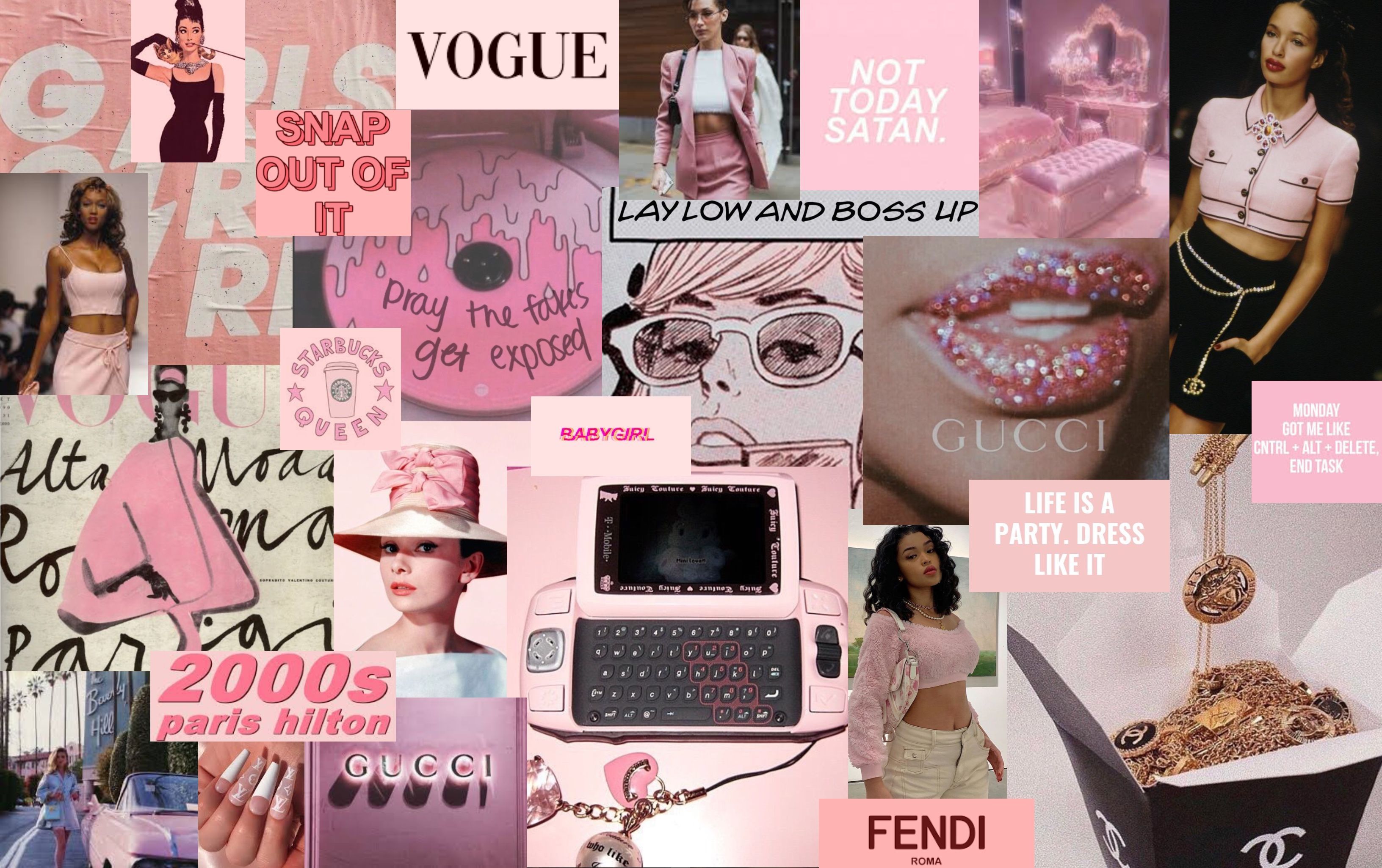 Neon Pink Aesthetic Collage Wallpaper Laptop - halvedtapes