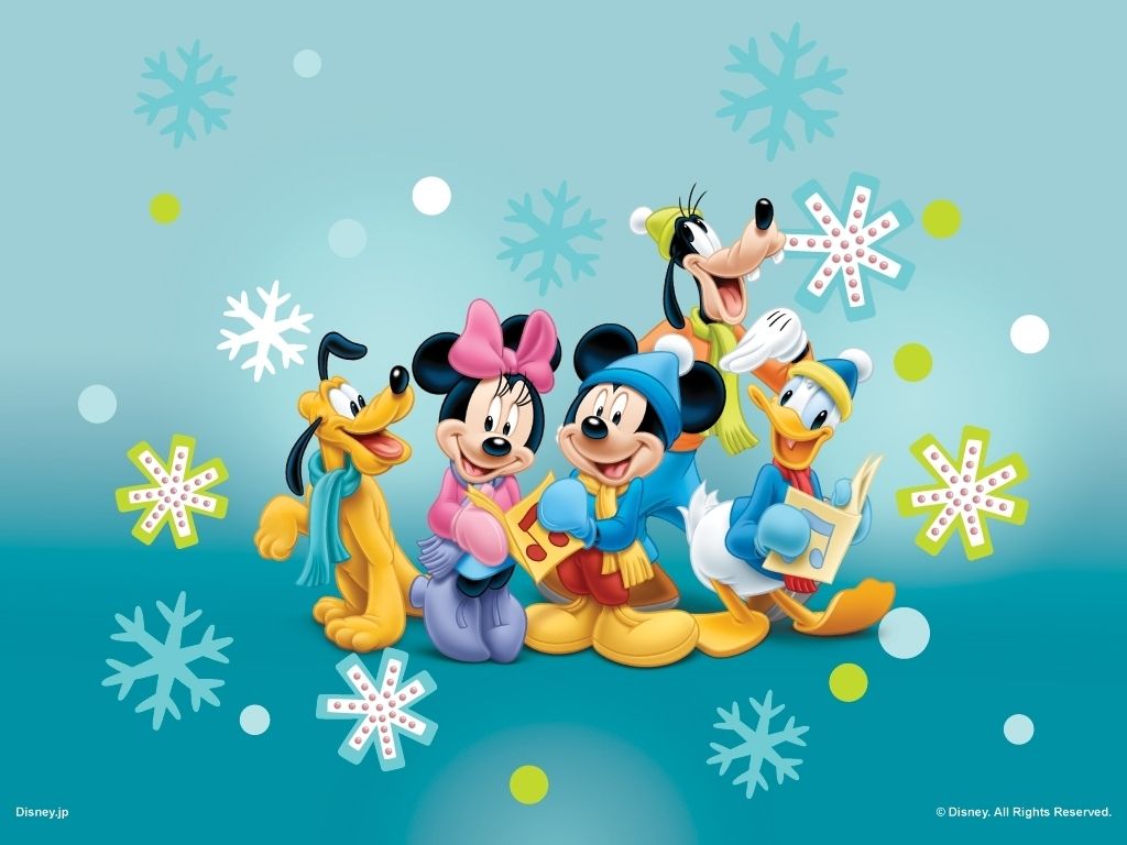 Mickey Mouse and Friends Caroling Wallpaper
