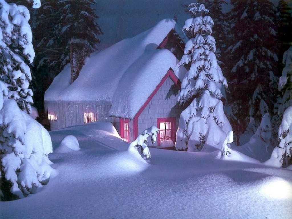 Christmas House with Snow. Christmas Snow House Desktop Wallpaper. Winter scenery, Winter picture, Snow picture