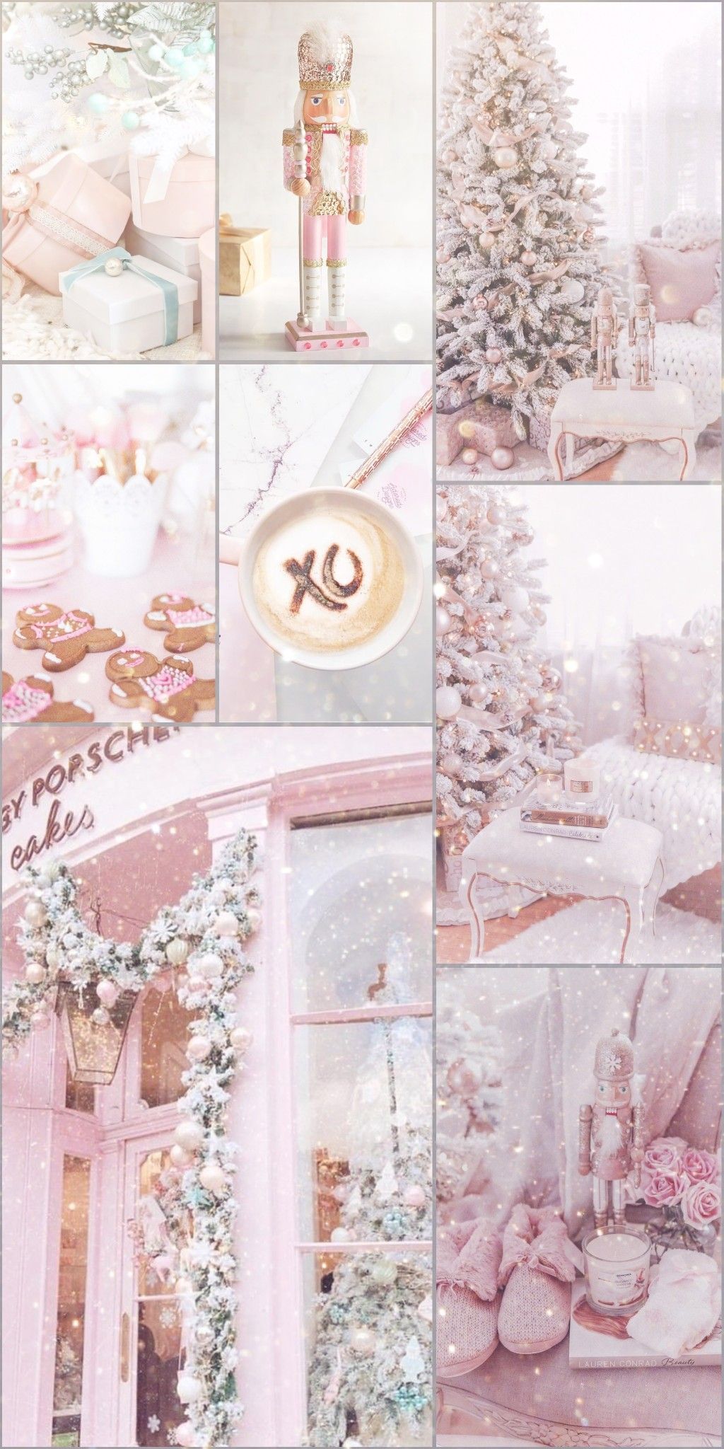 collage wallpaper. Pink wallpaper, Xmas wallpaper, Pink christmas decorations