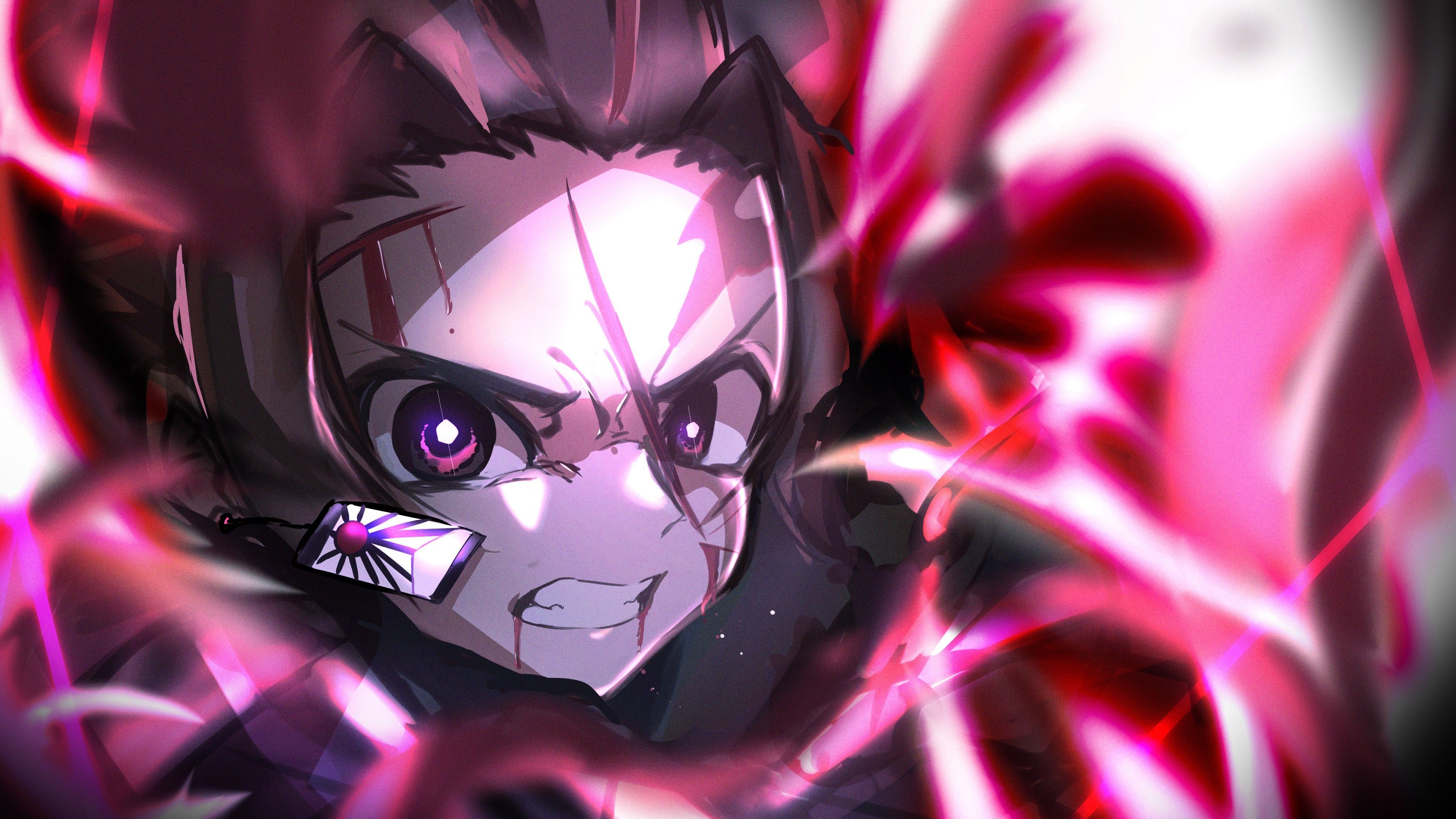 Demon Slayer Closeup Of Tanjiro Kamado 4K HD Anime Wallpapers.