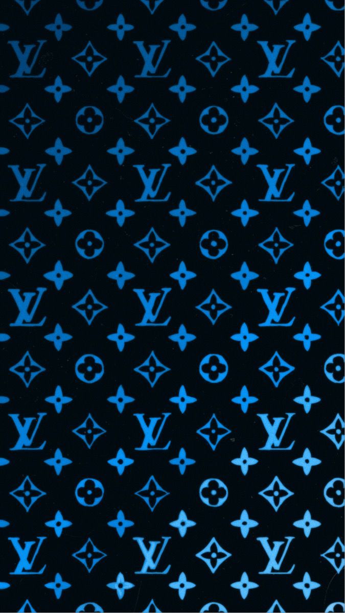 Download Classic Blue Louis Vuitton Print Wallpaper
