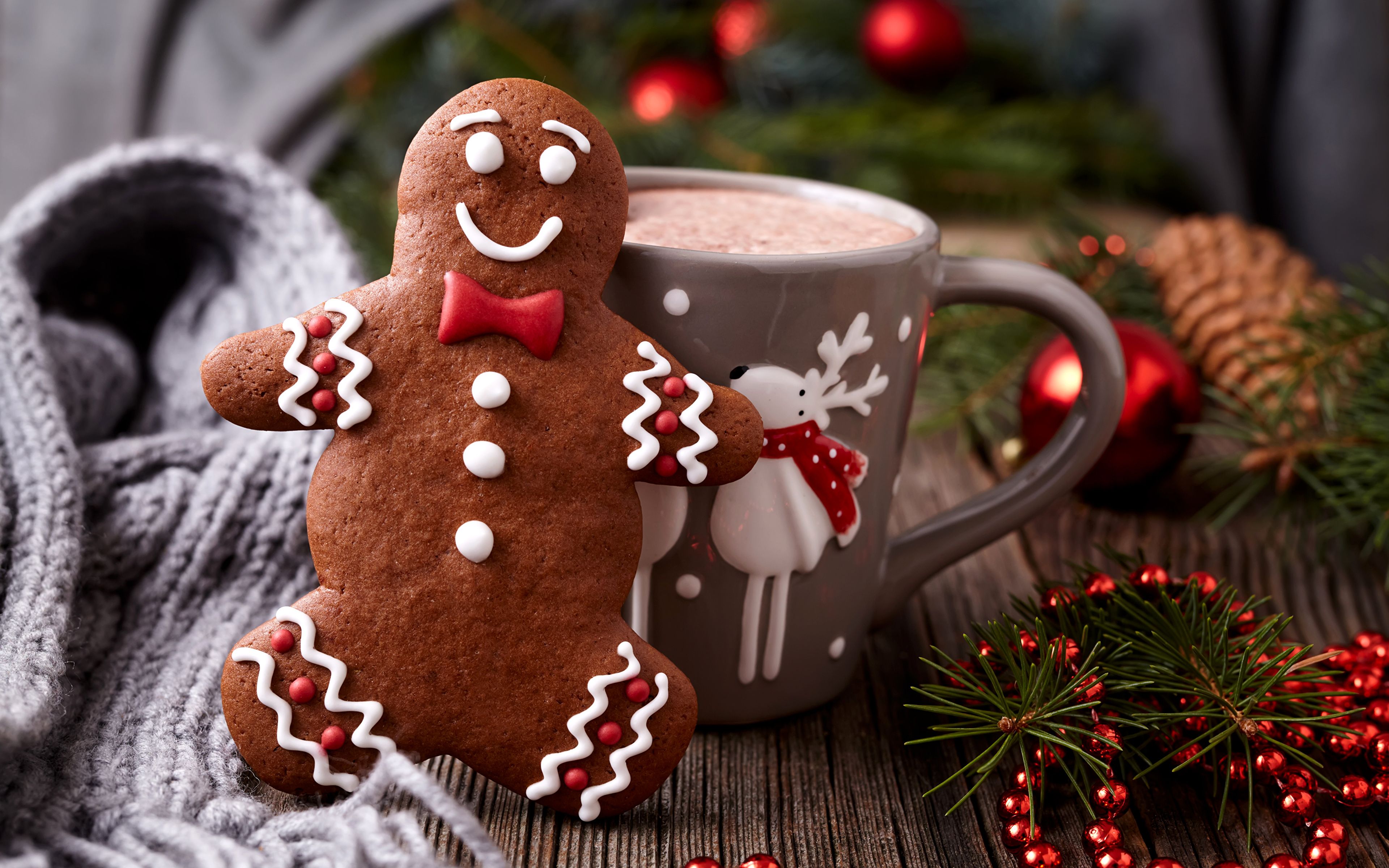 Desktop Wallpaper Christmas Hot chocolate drink Mug Food 3840x2400